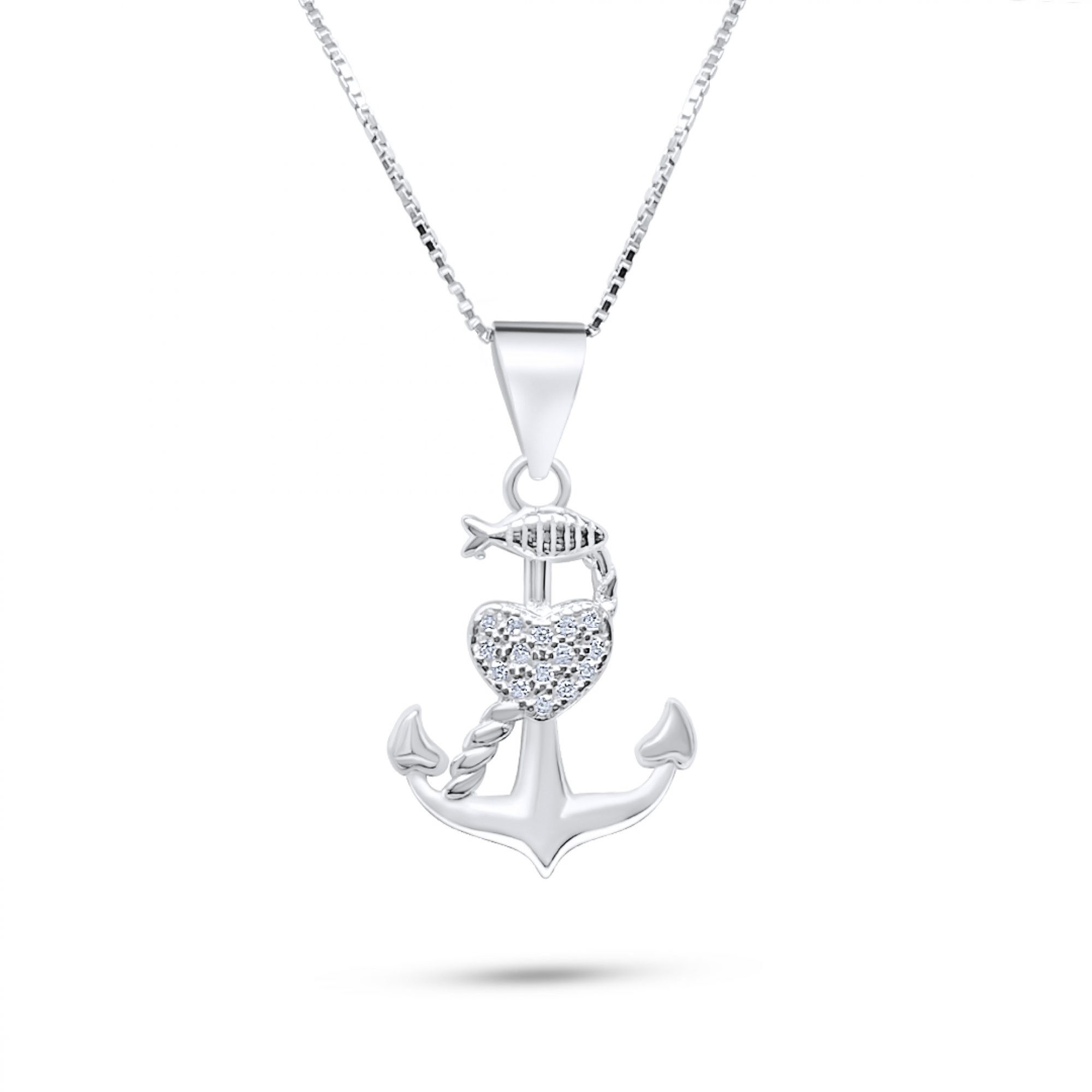 Anchor necklace with zircon stones