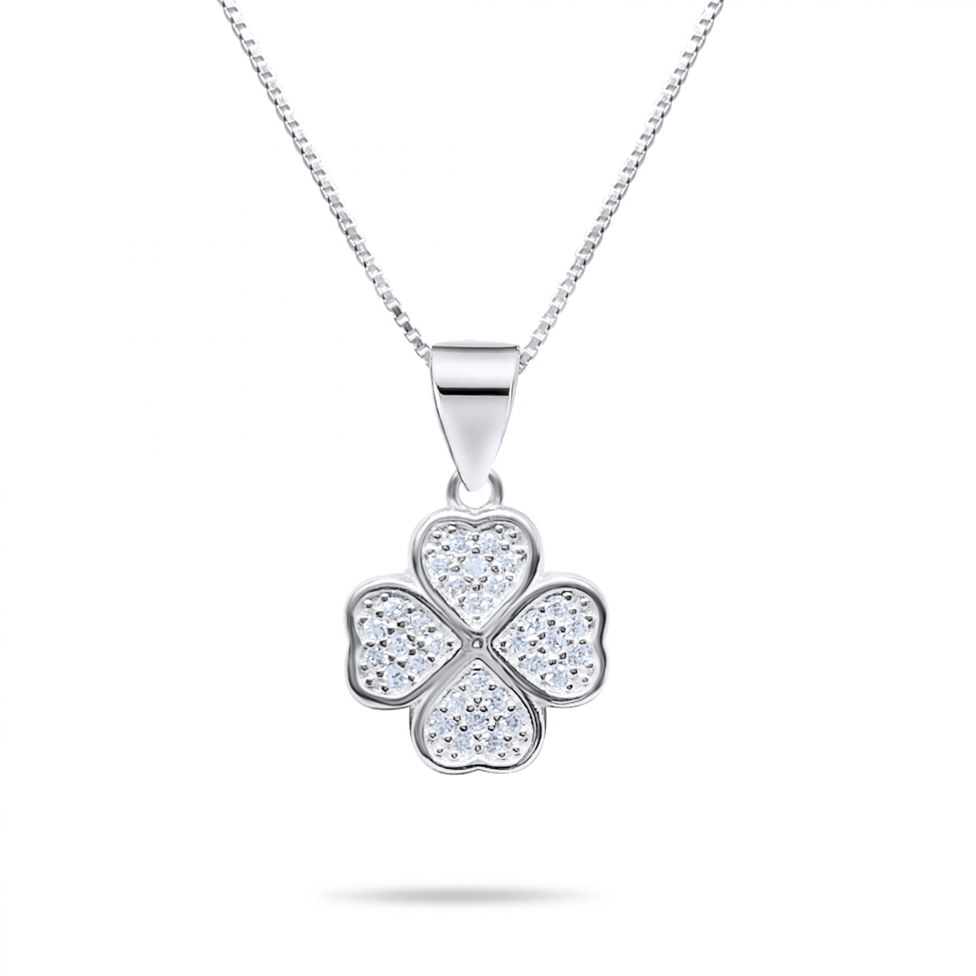 Four leaf clover necklace with zircon stones