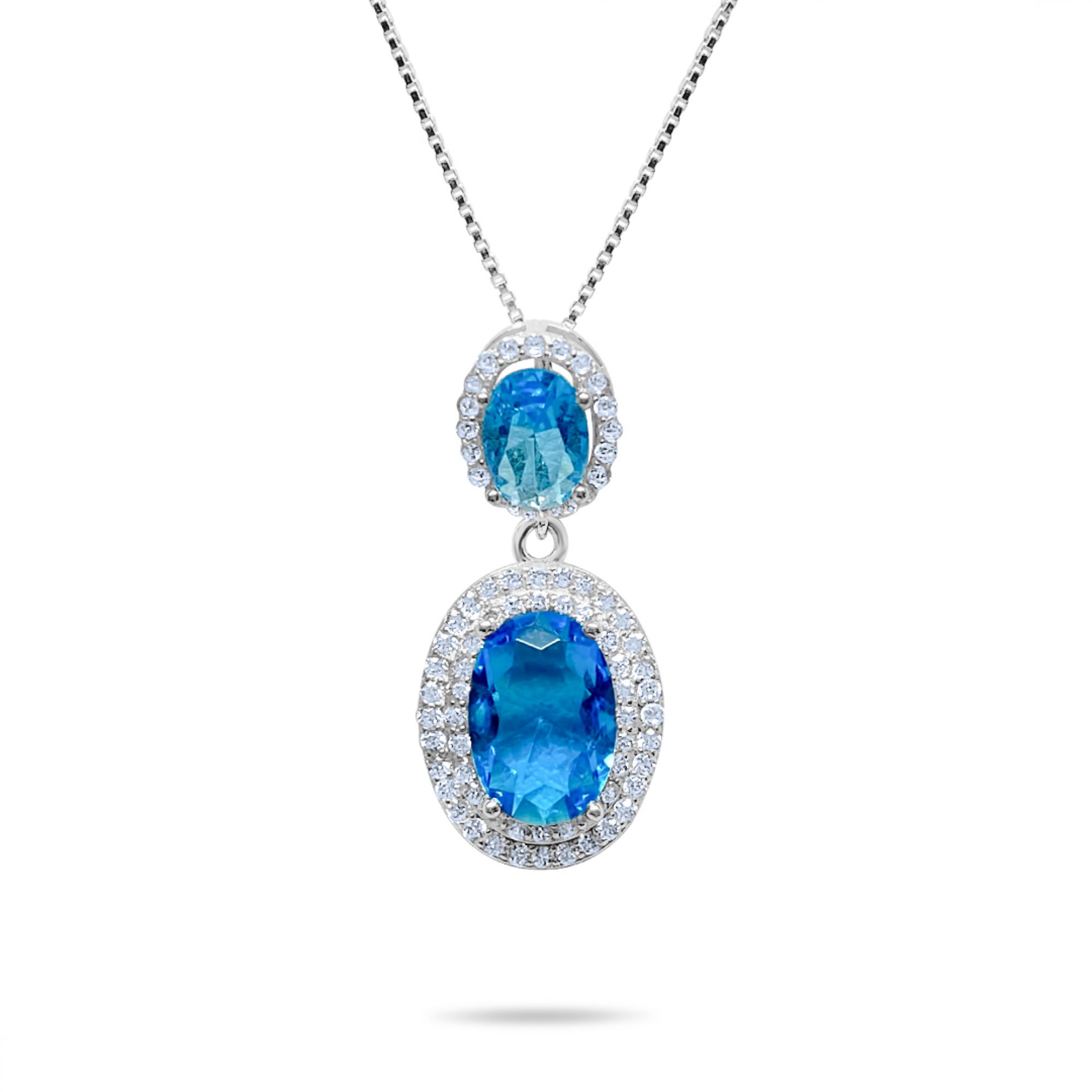 Necklace with aquamarine and zircon stones