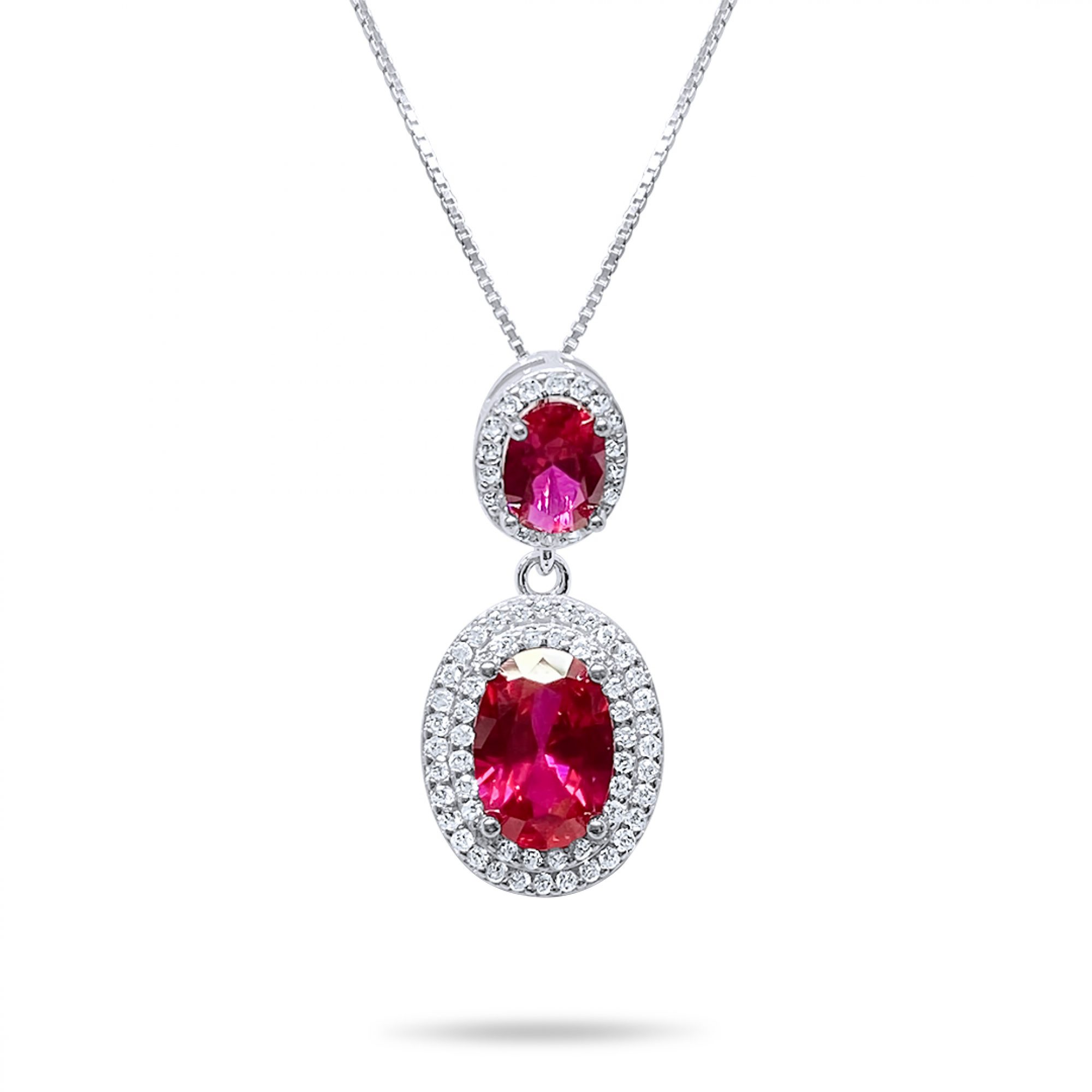 Necklace with ruby and zircon stones