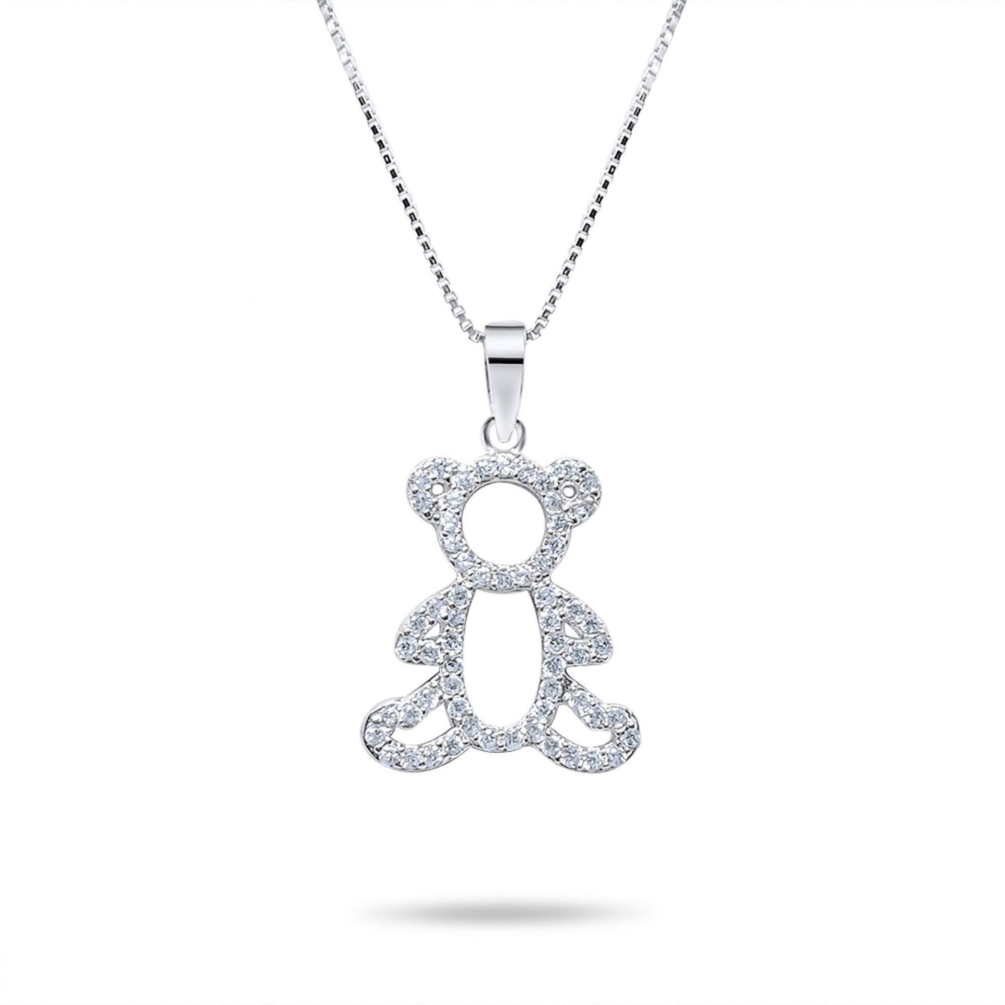 Teddy bear necklace with zircon stones