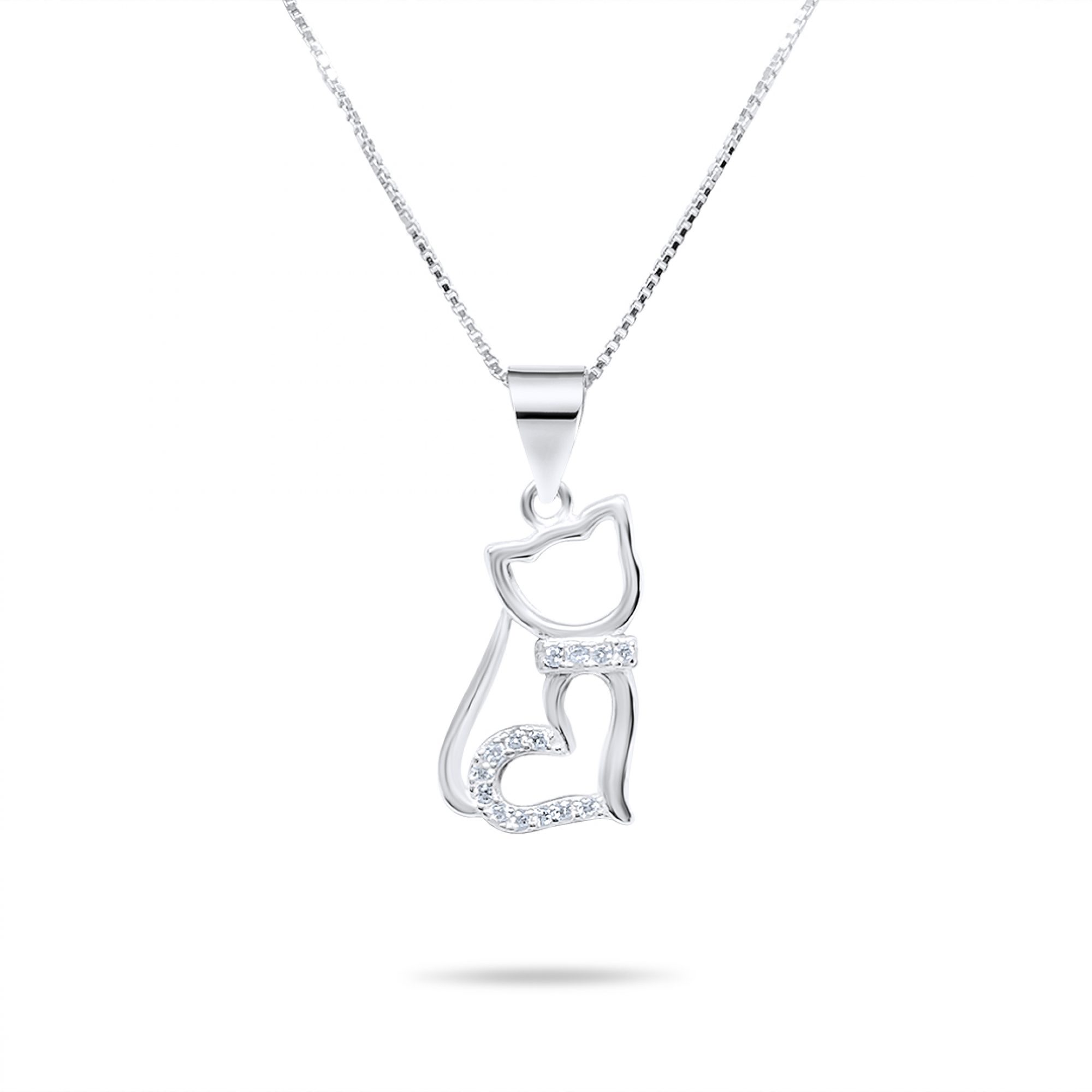 Cat necklace with zircon stones