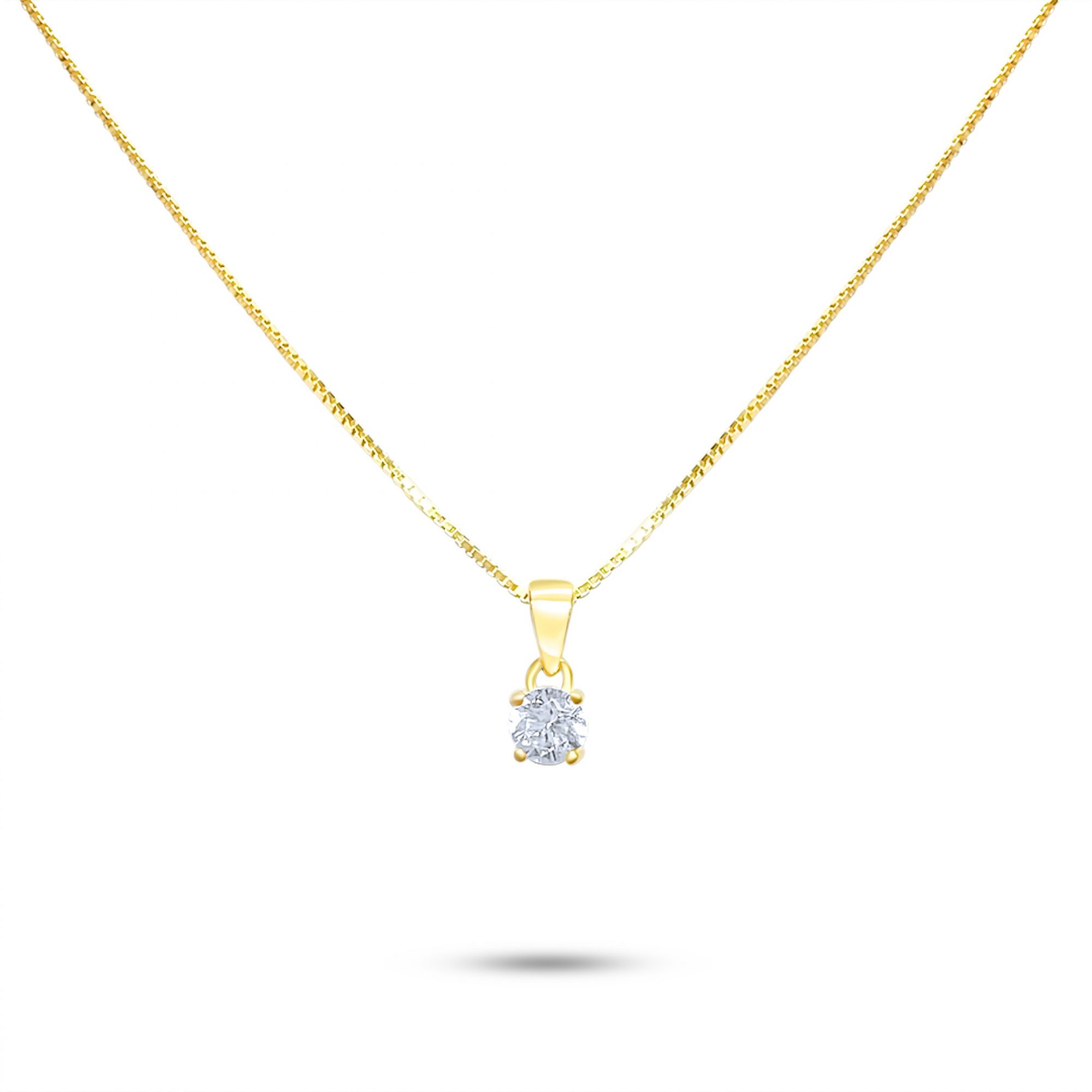 Gold plated single zircon necklace