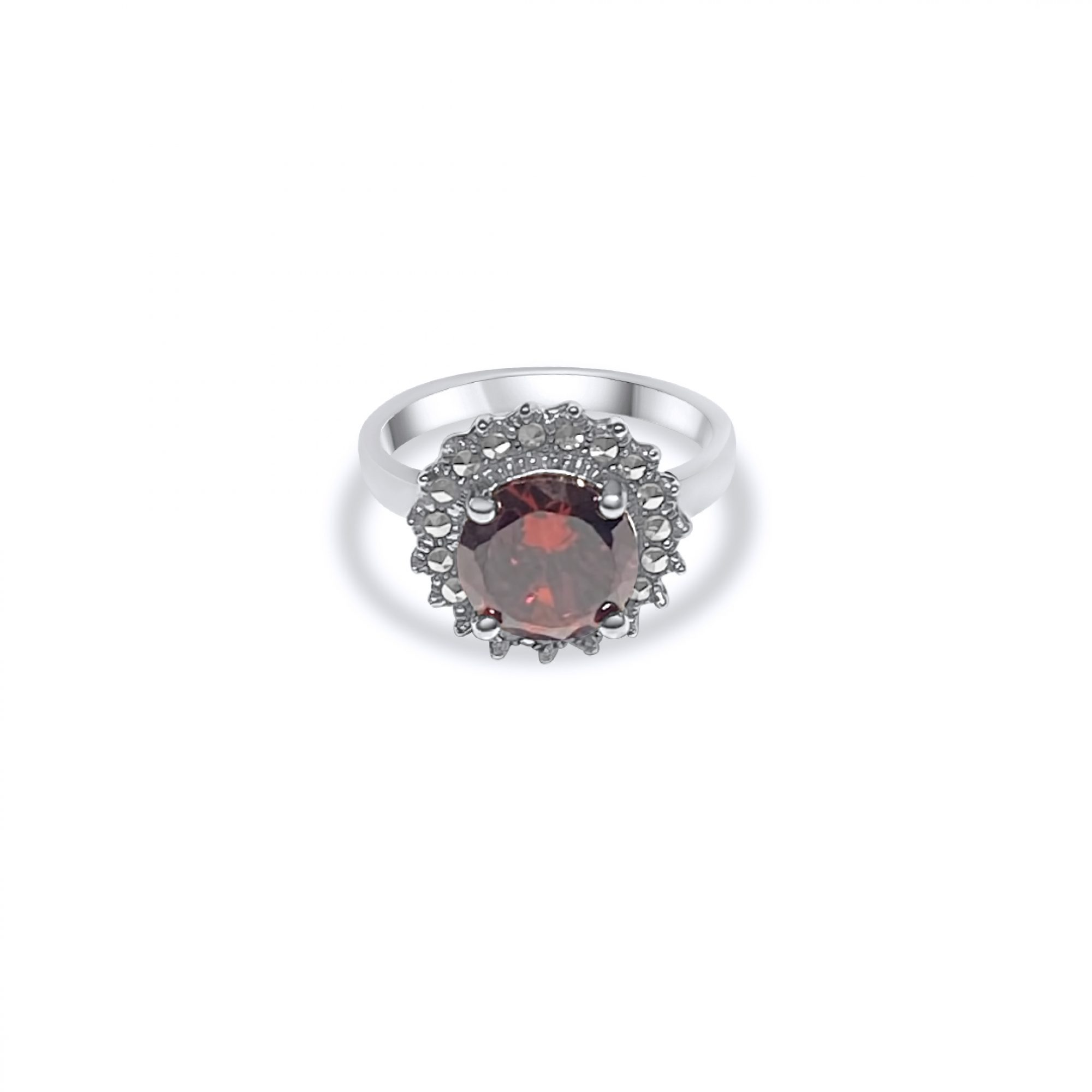 Ring with garnet and marcasites