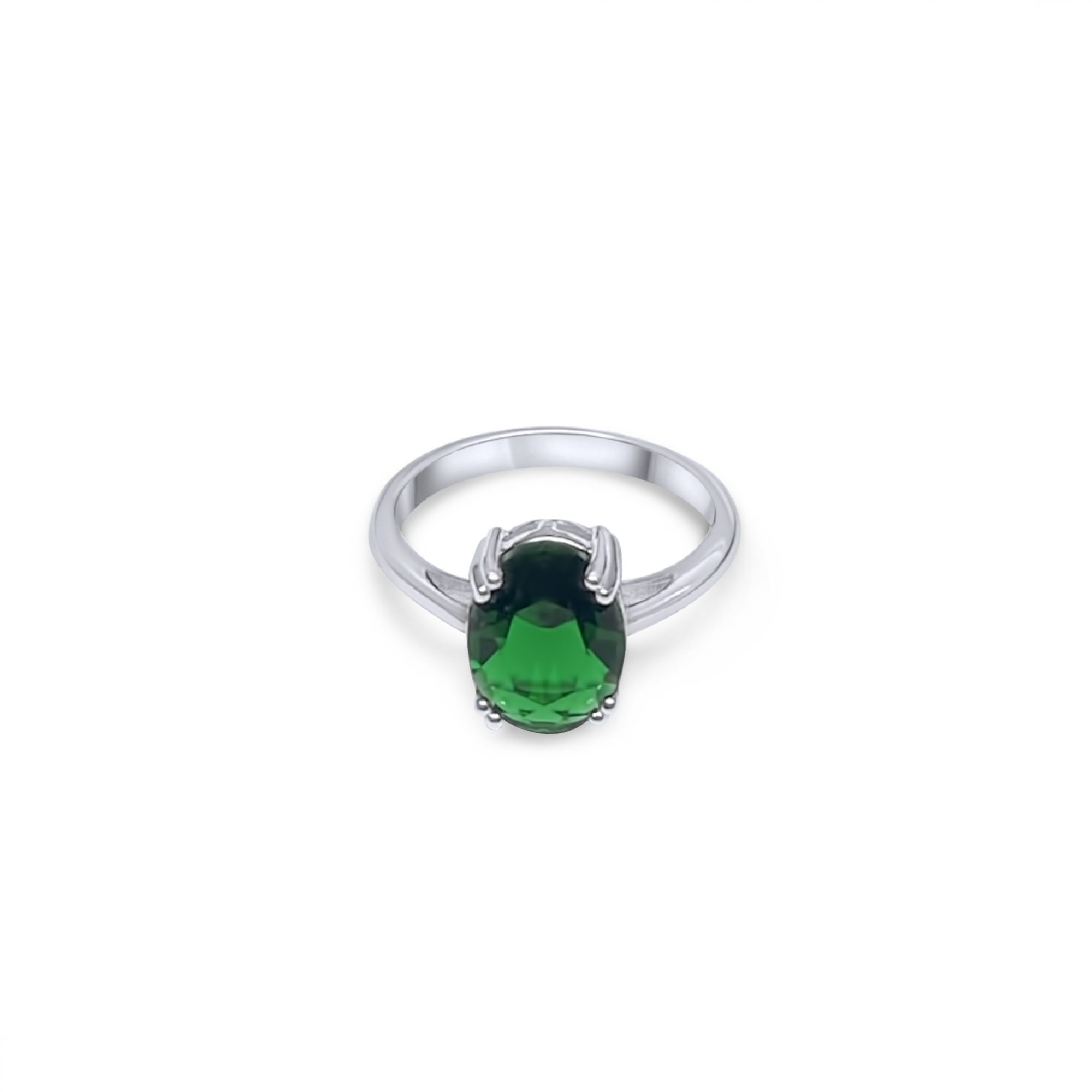 Silver ring with emerald stone