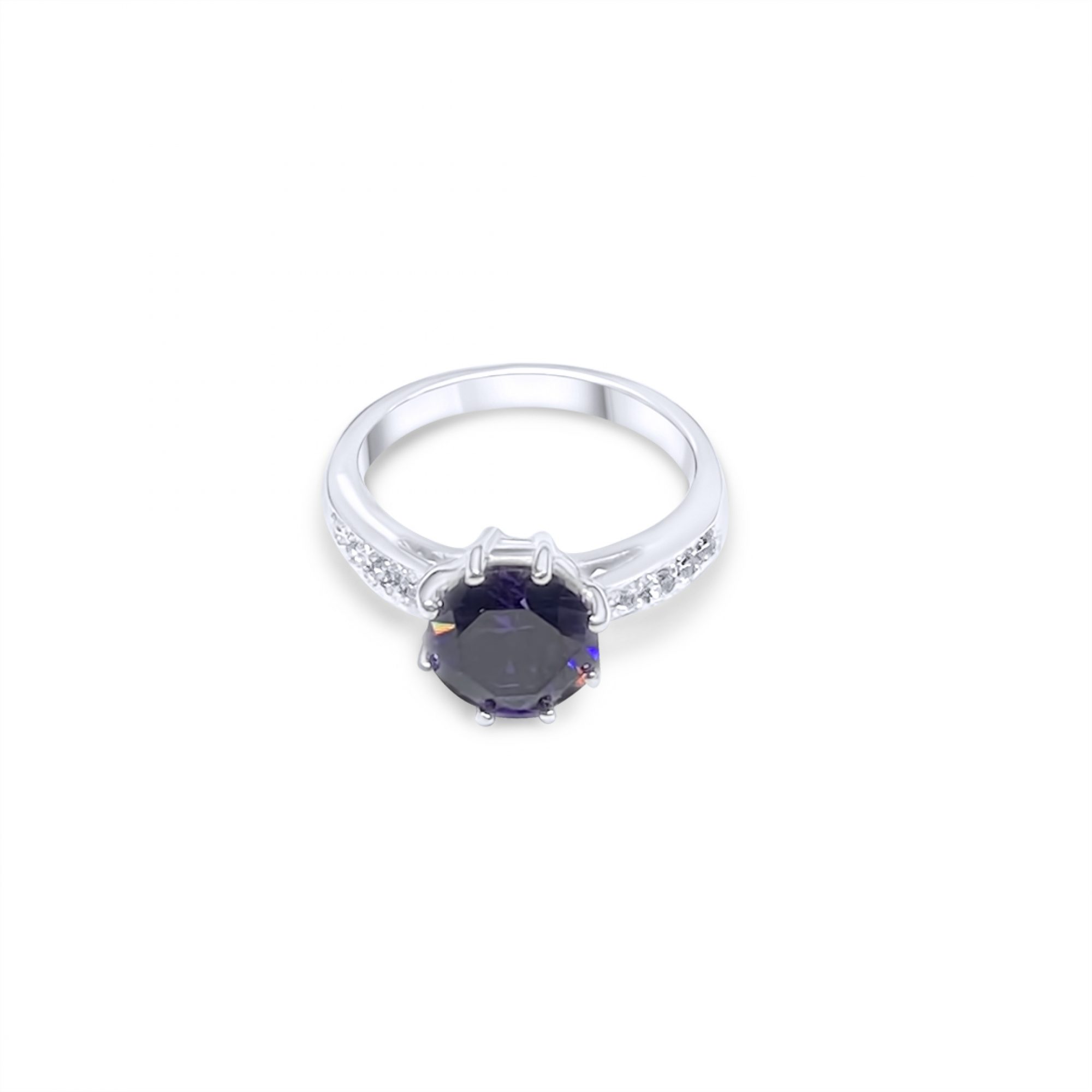 Ring with amethyst and zircon stones