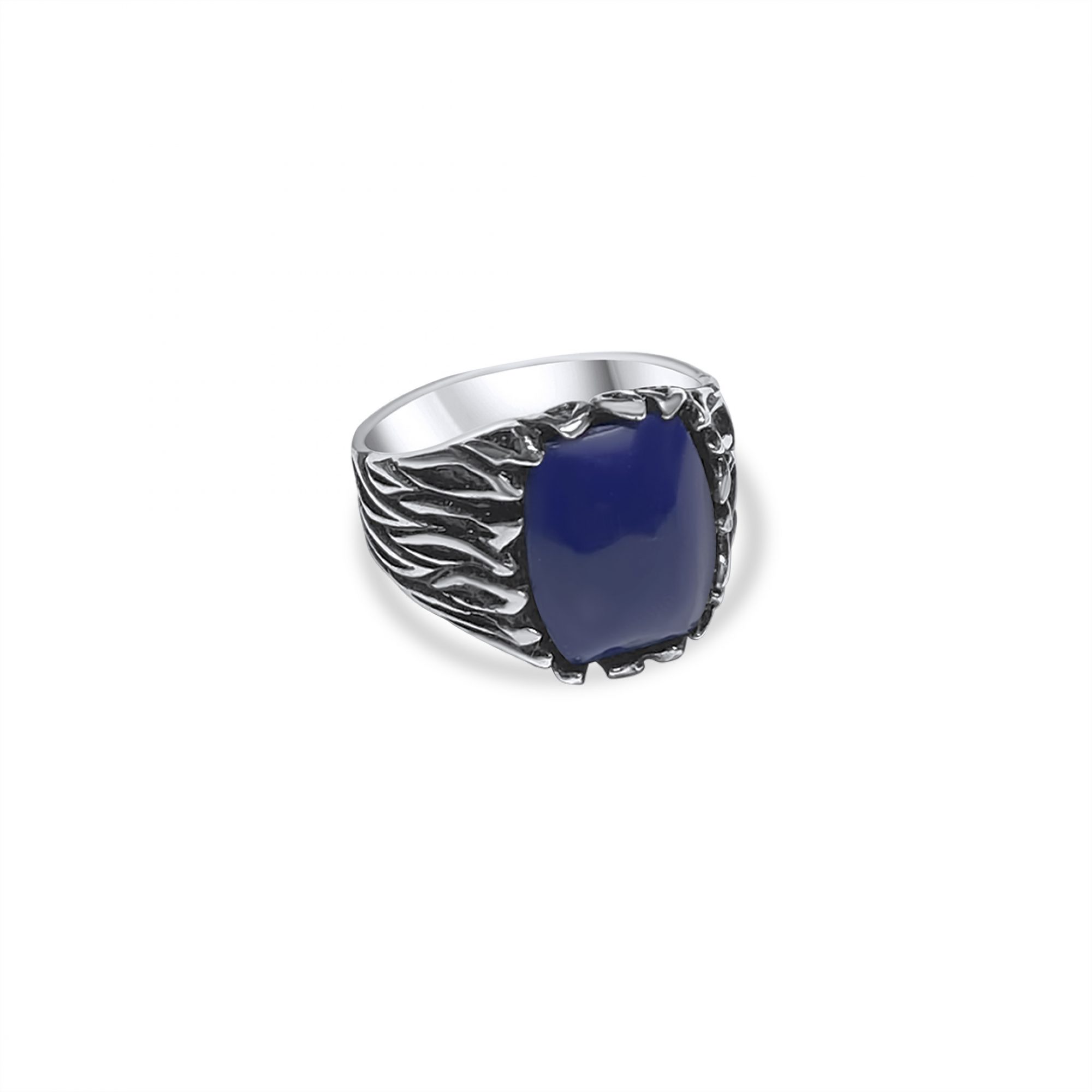 Silver ring with lapis lazuli stone