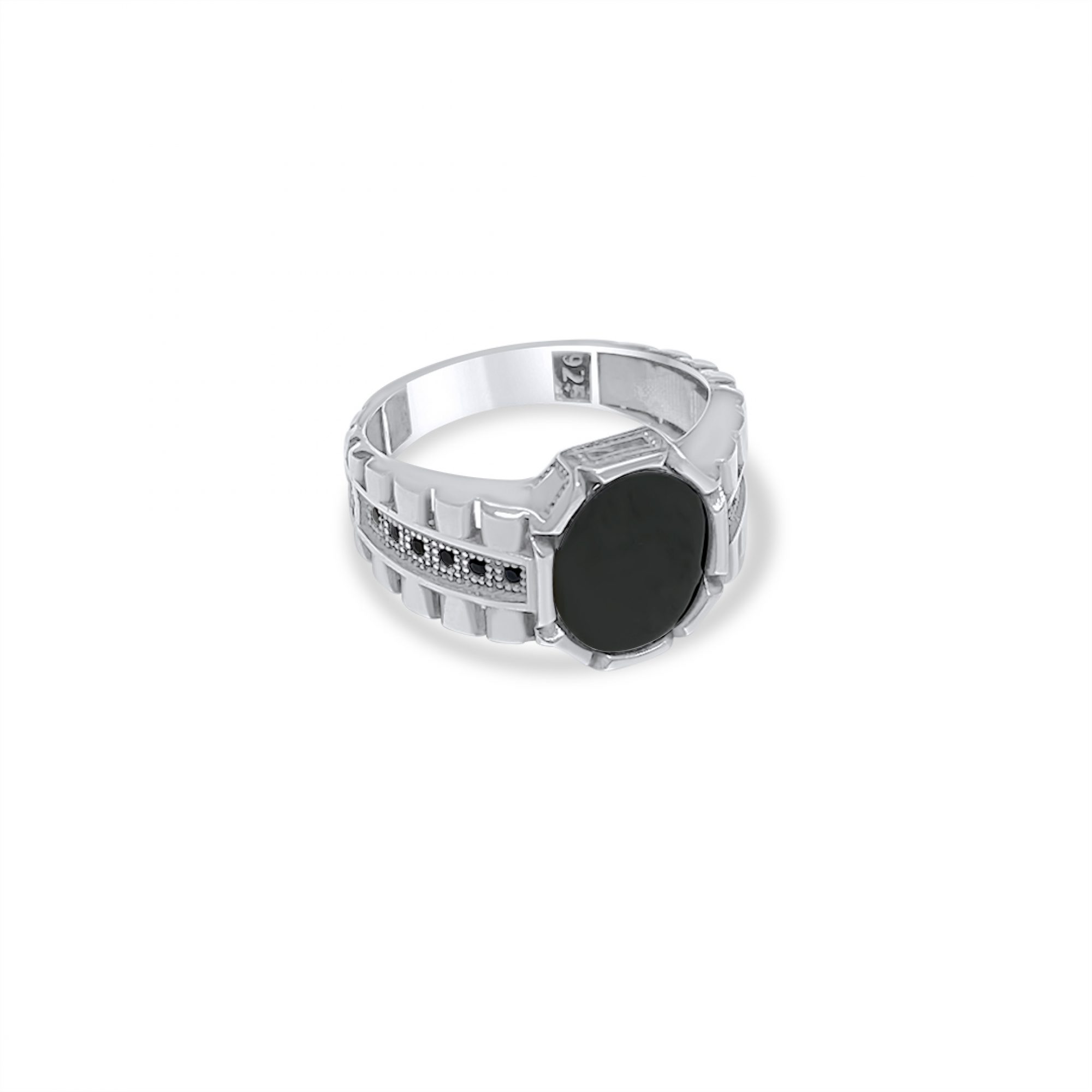 Silver ring with onyx stone