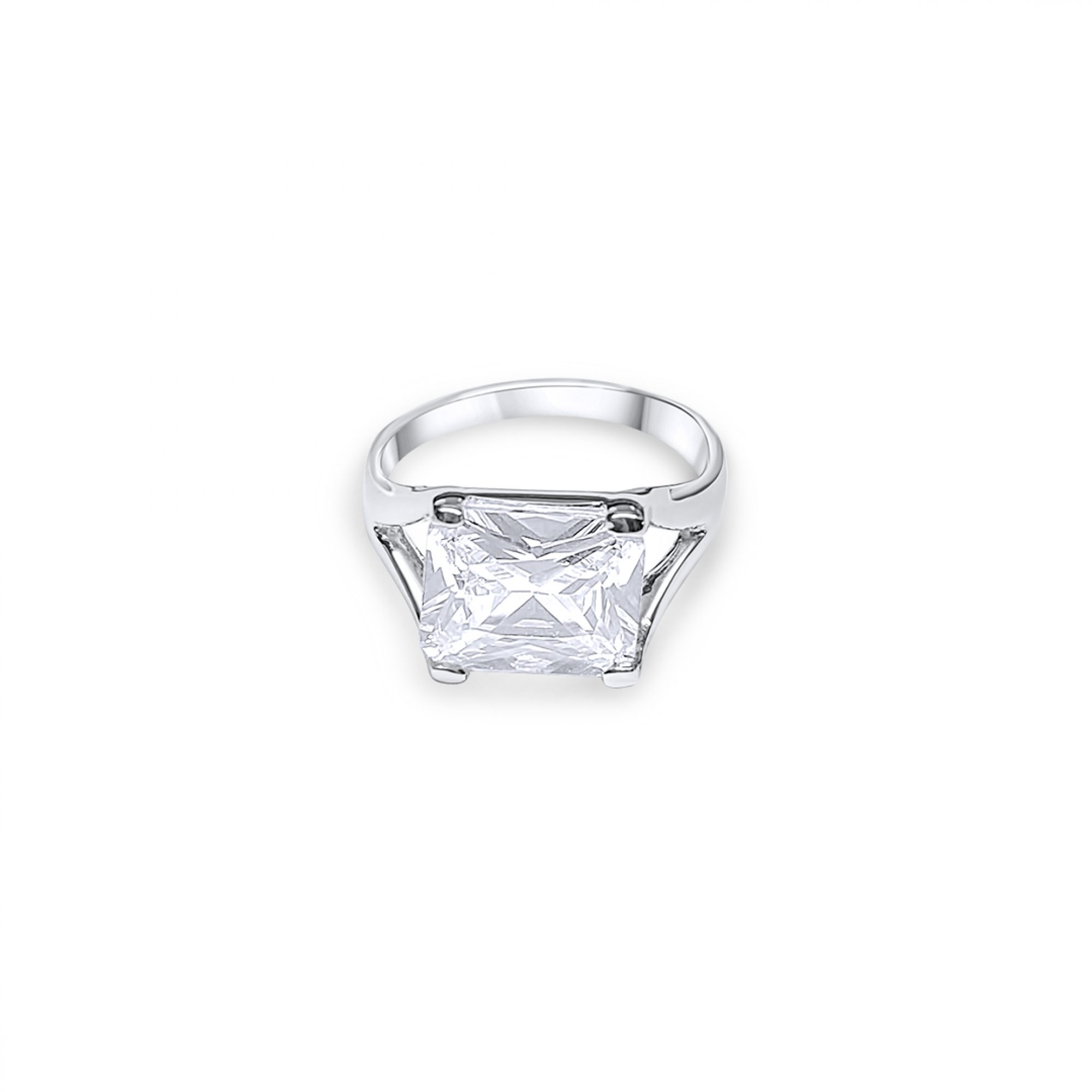 Silver ring with zircon stone