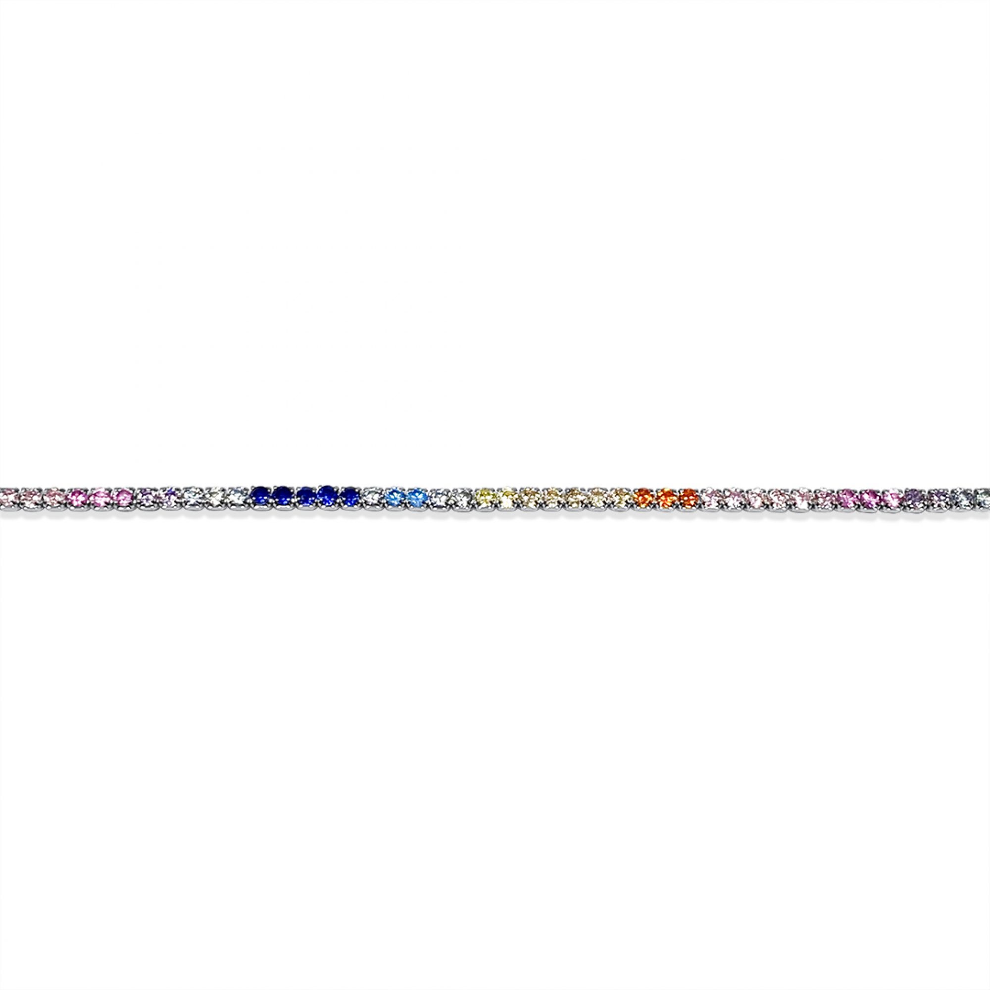 Tennis bracelet with multicoloured zircon stones