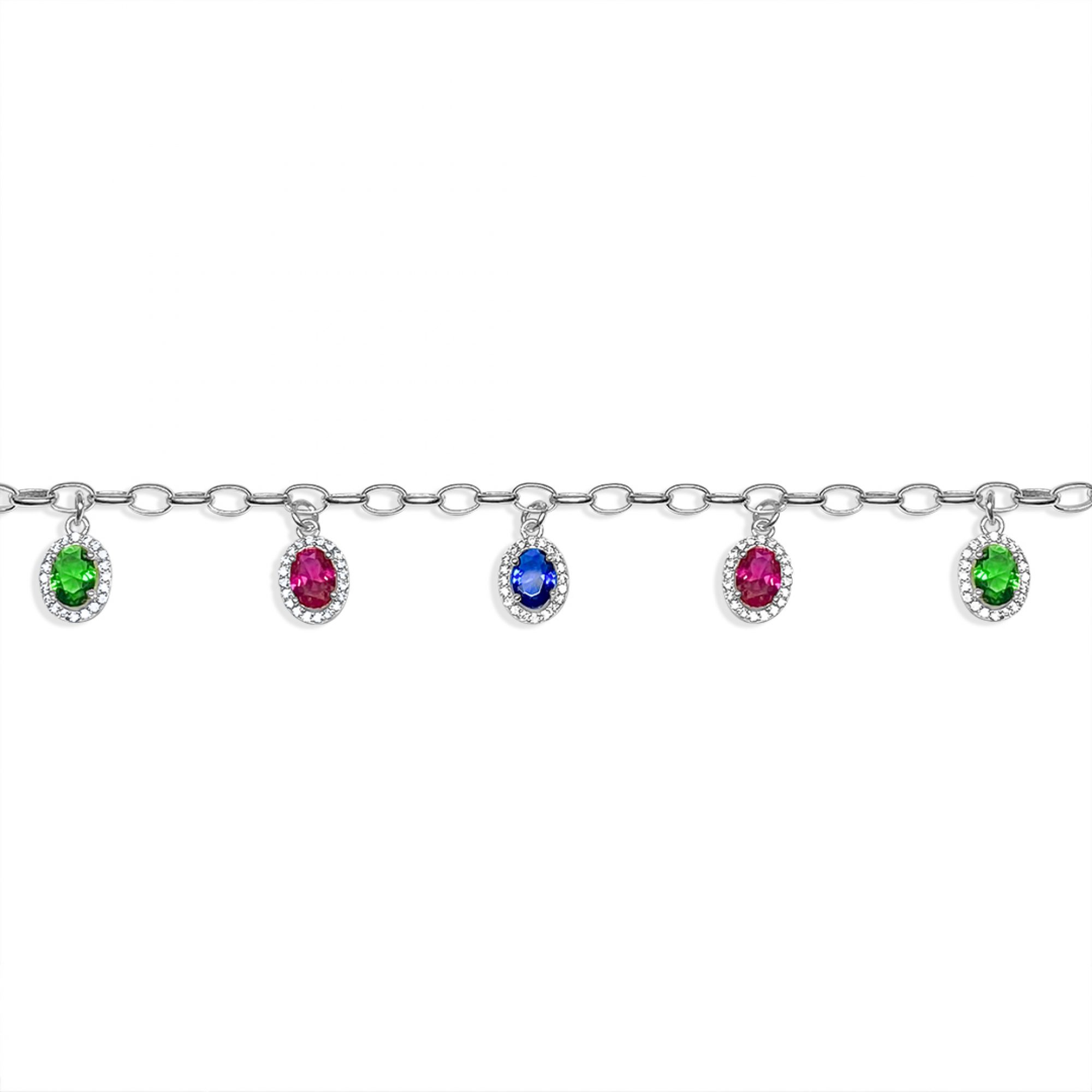 Bracelet with emerald, sapphire and ruby stones