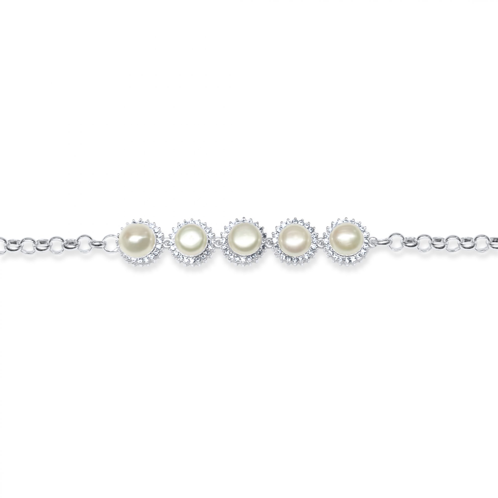 Bracelet with mother of pearl and zircon stones