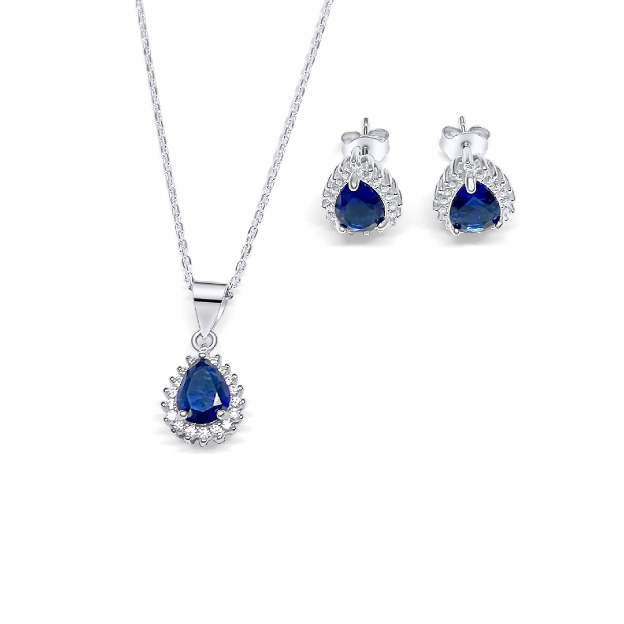 Set with sapphire and zircon stones