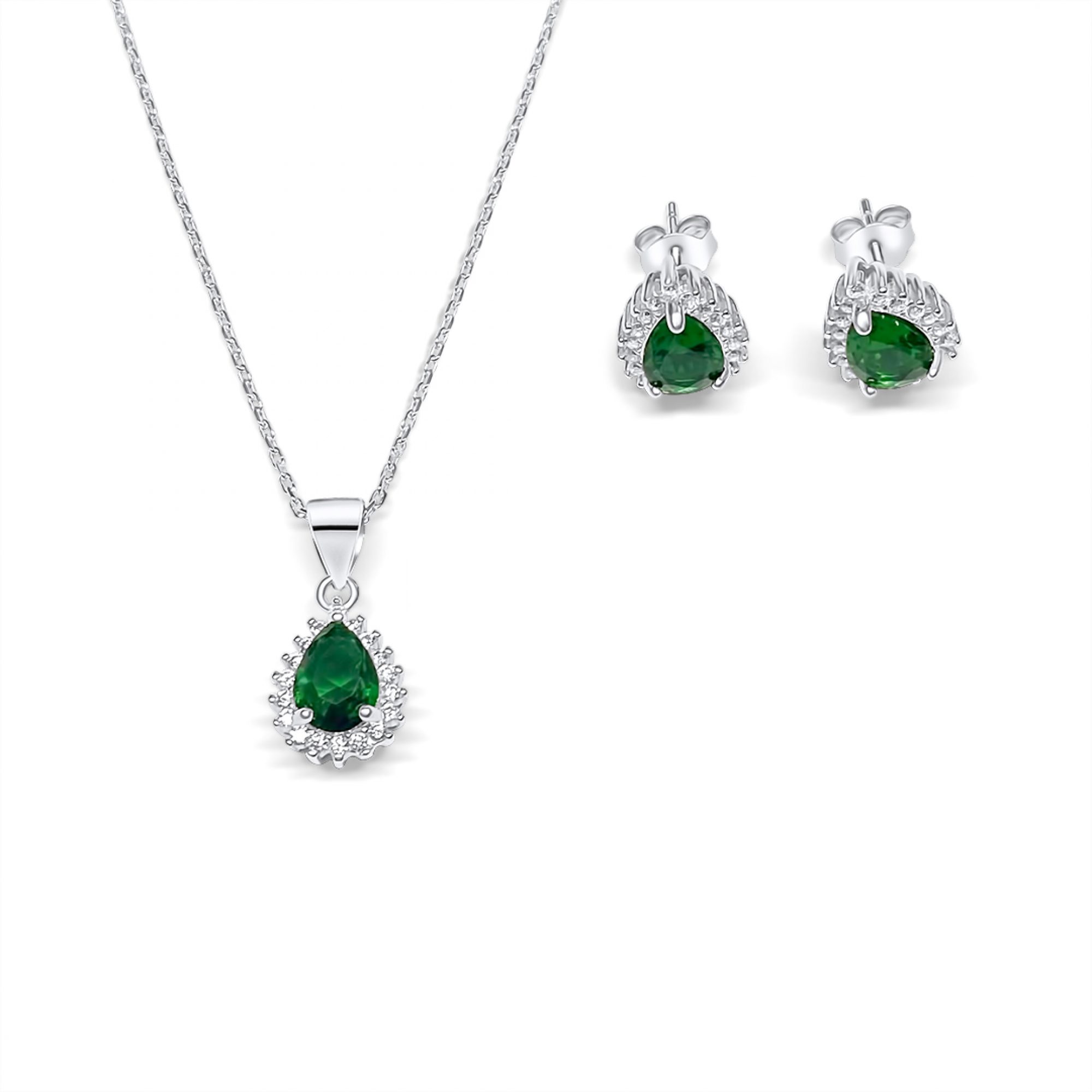 Set with emerald and zircon stones