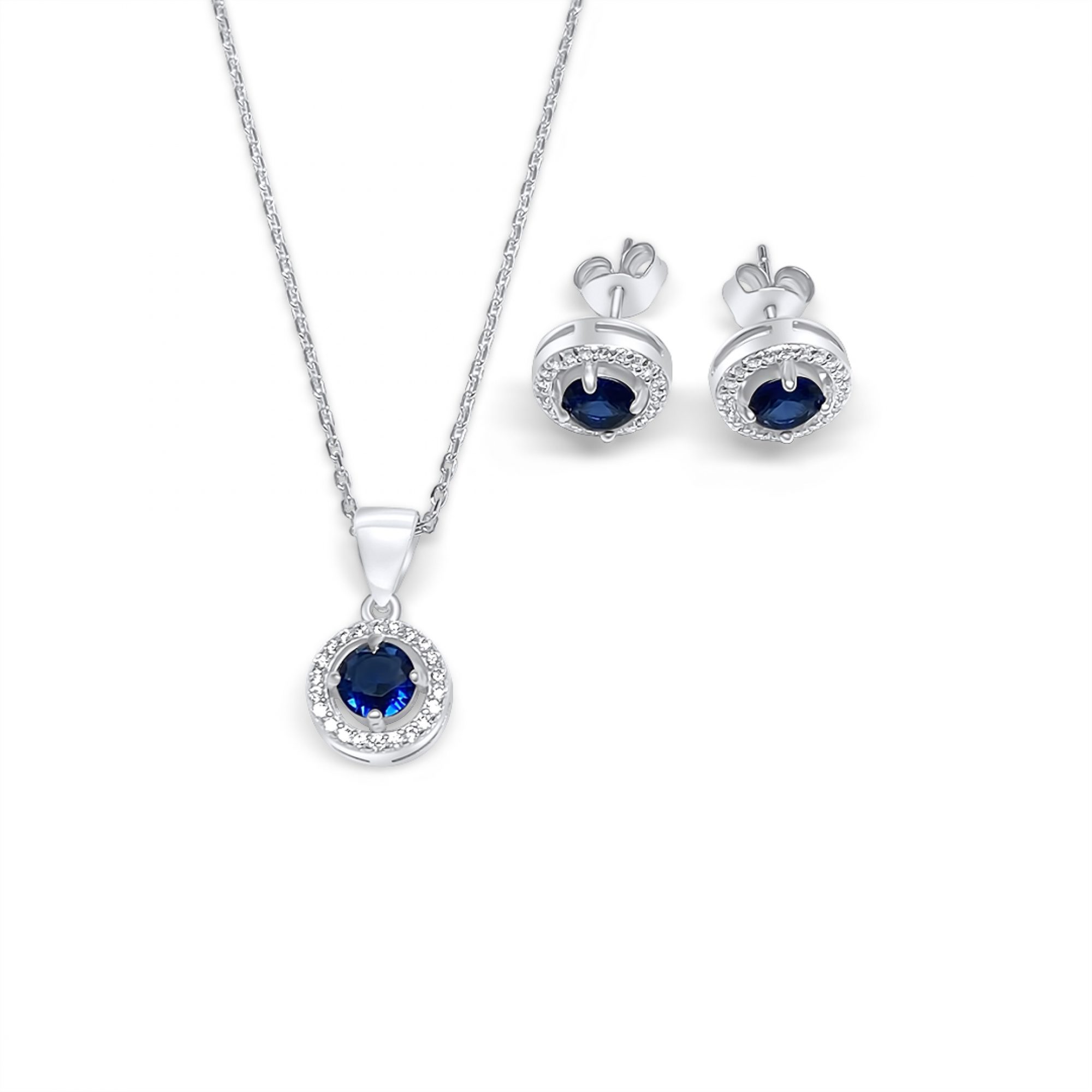 Set with sapphire and zircon stones