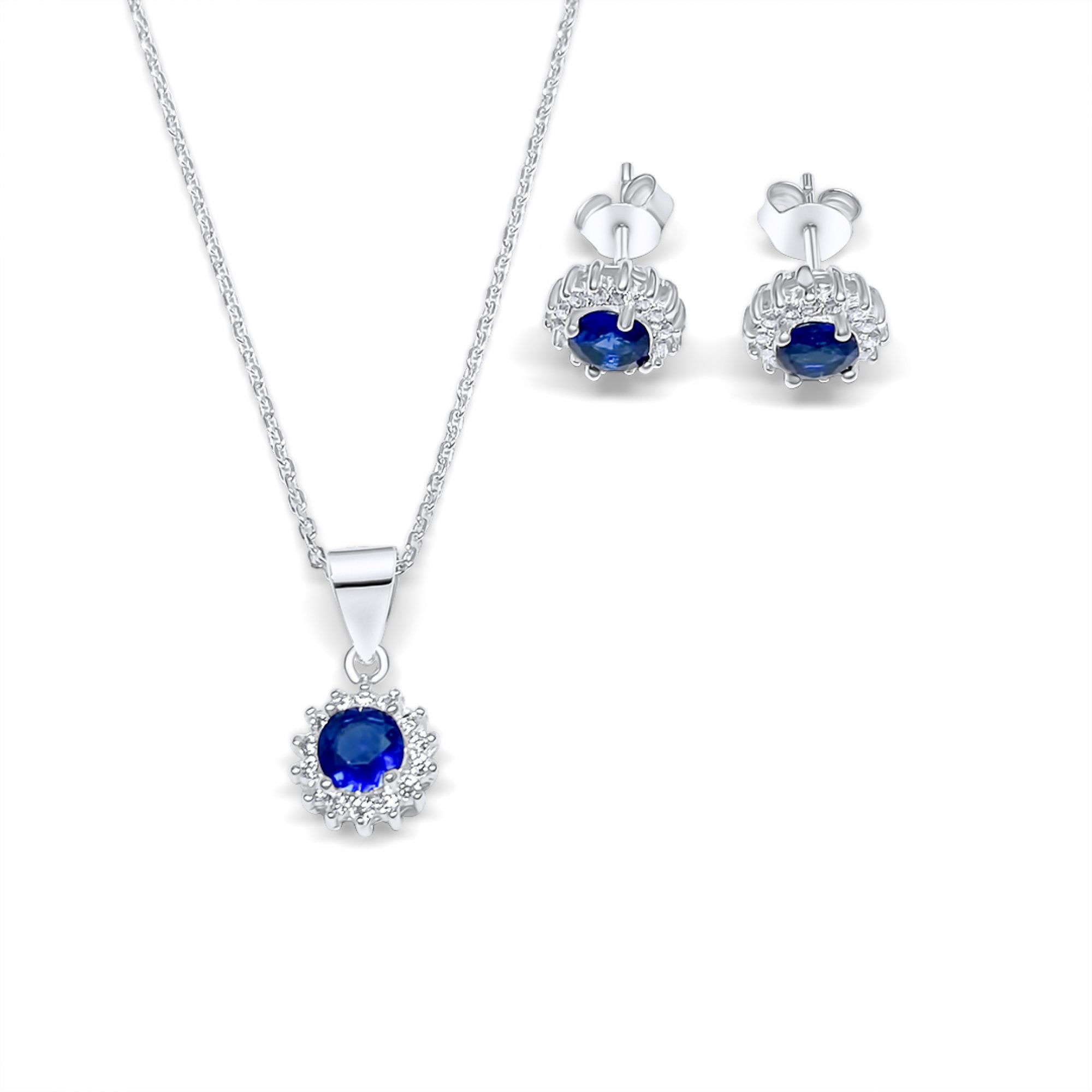 Set with sapphire and zircon stones