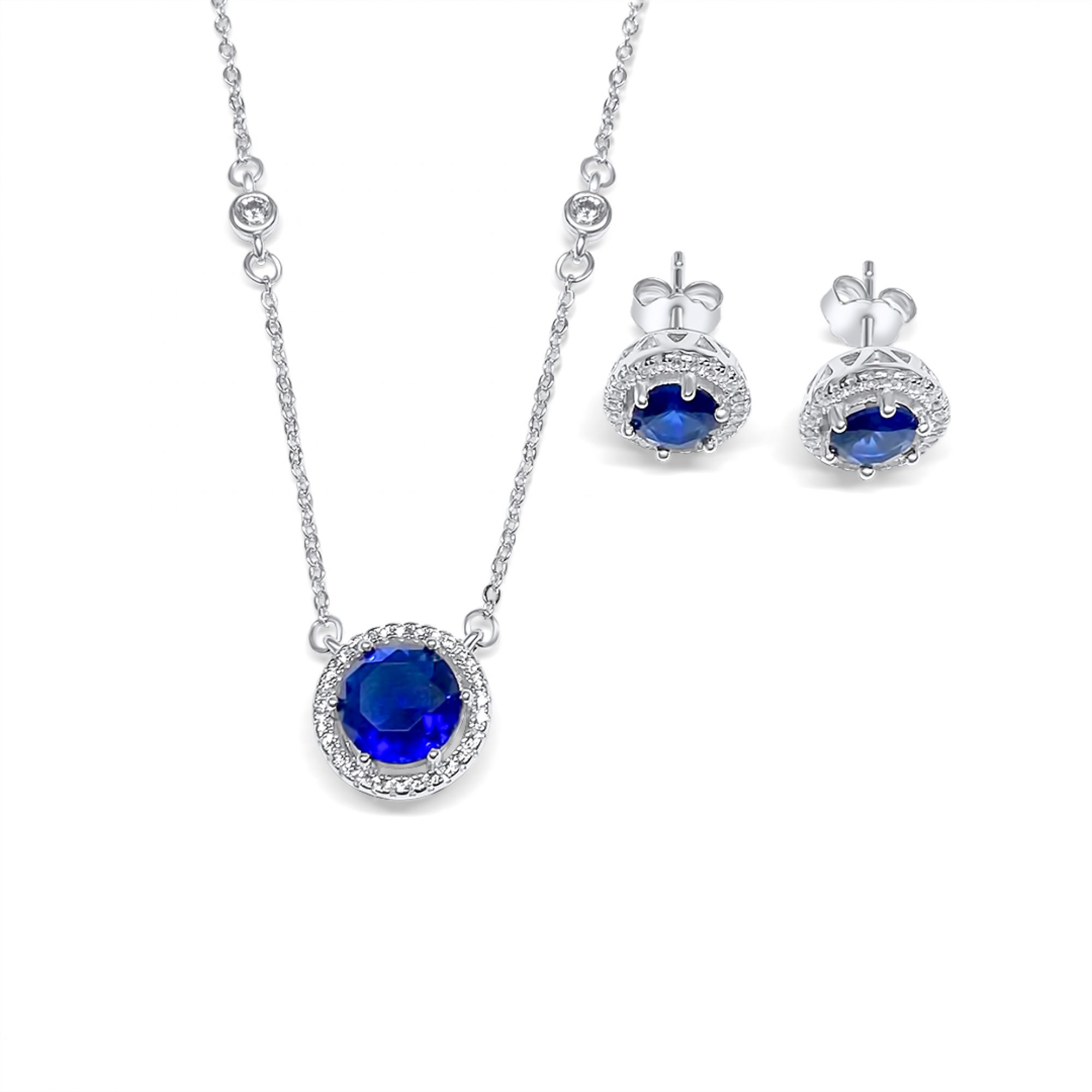 Set with sapphire and zircon stones