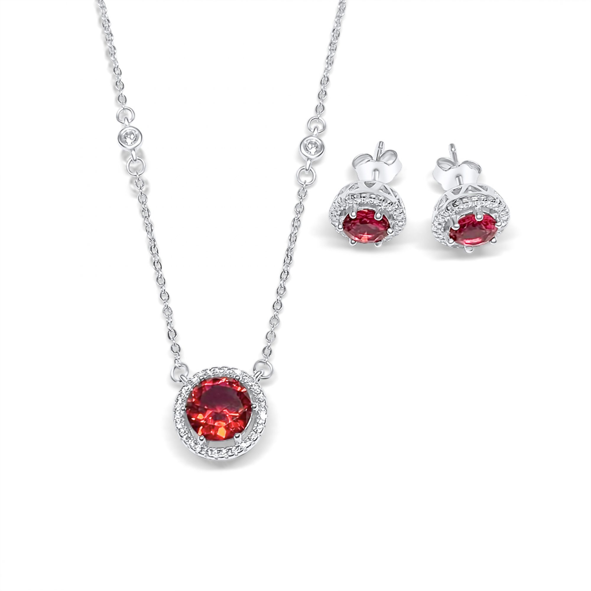 Set with ruby and zircon stones