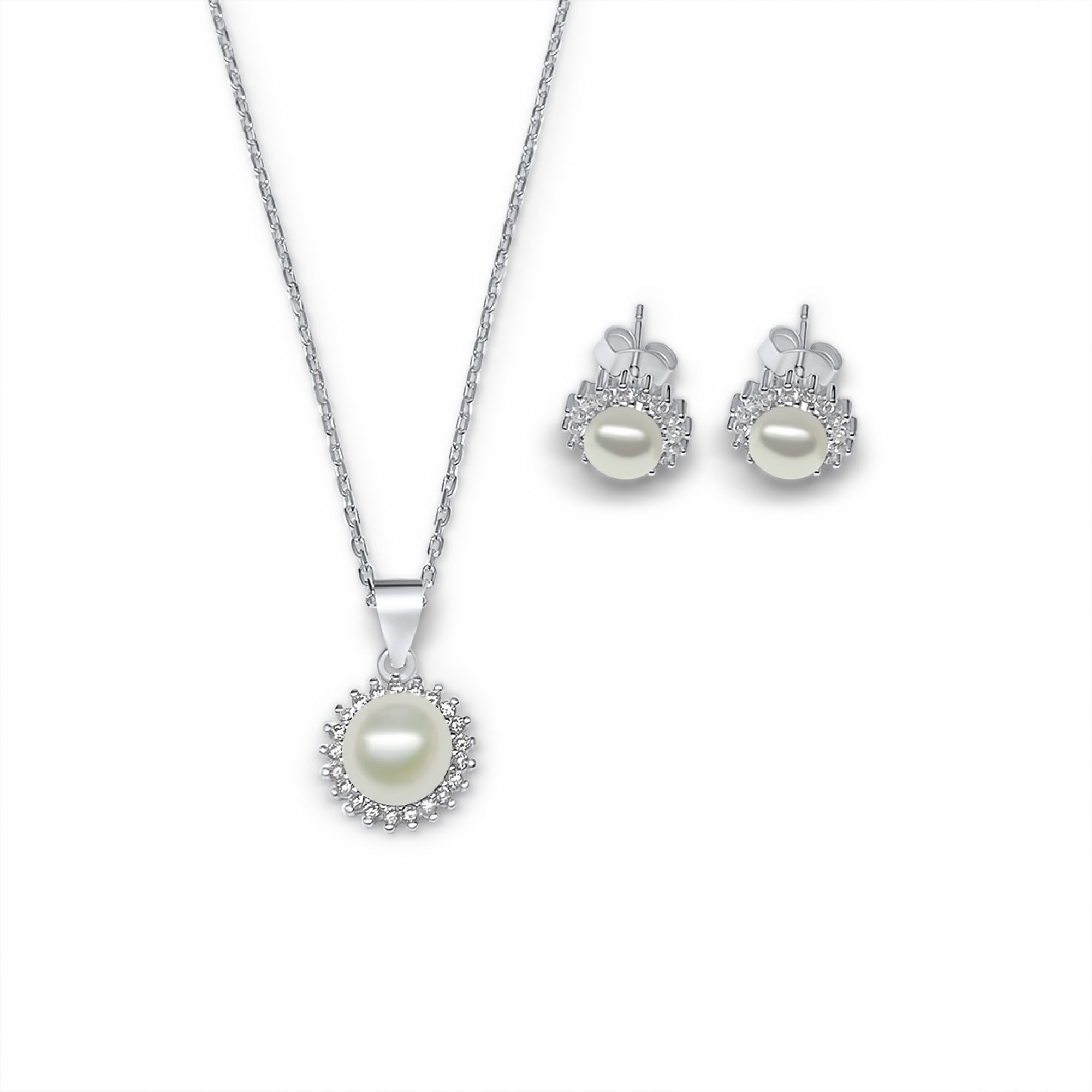 Set with pearl and zircon stones