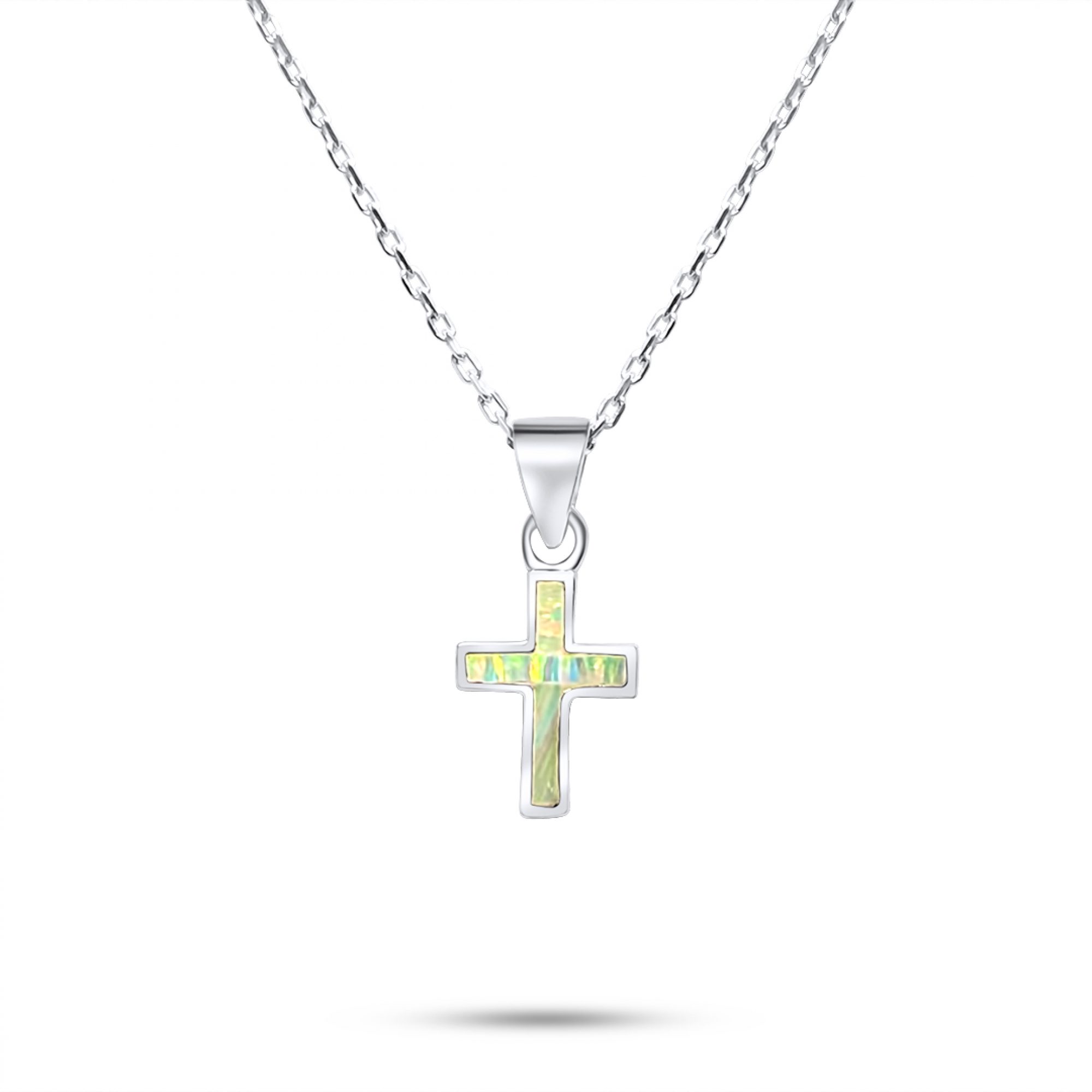 White opal cross pendant