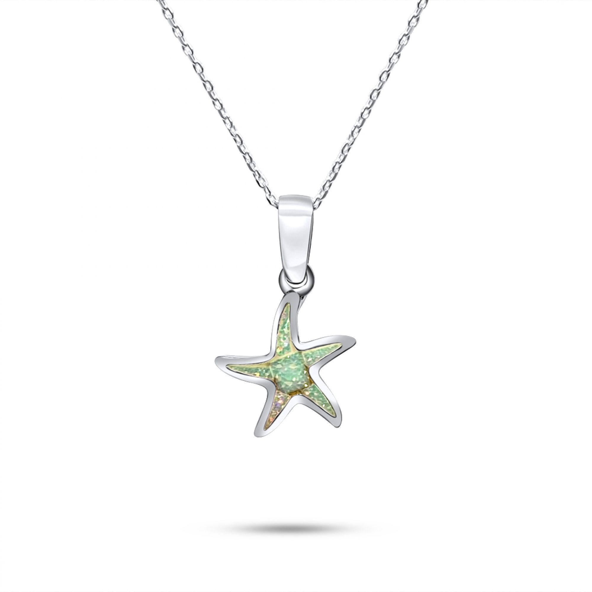 White opal starfish pendant