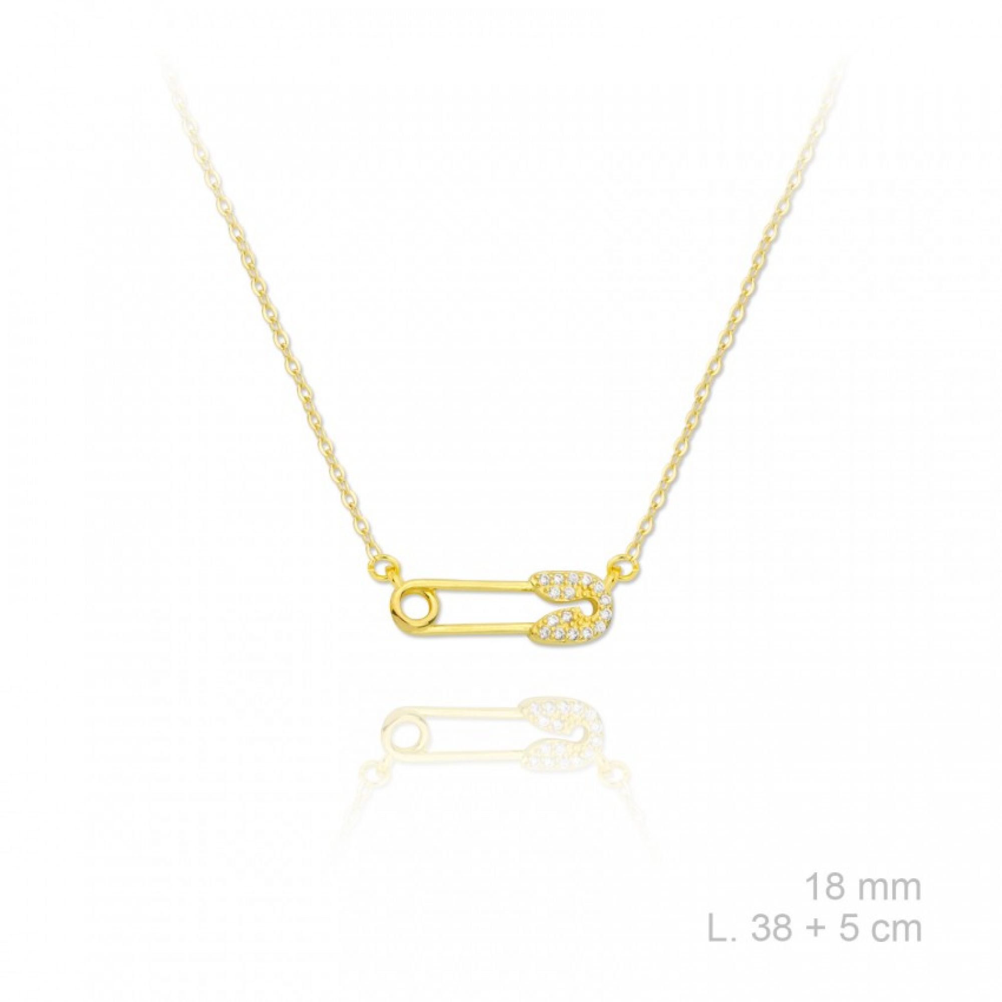 Safety pin gold plated necklace