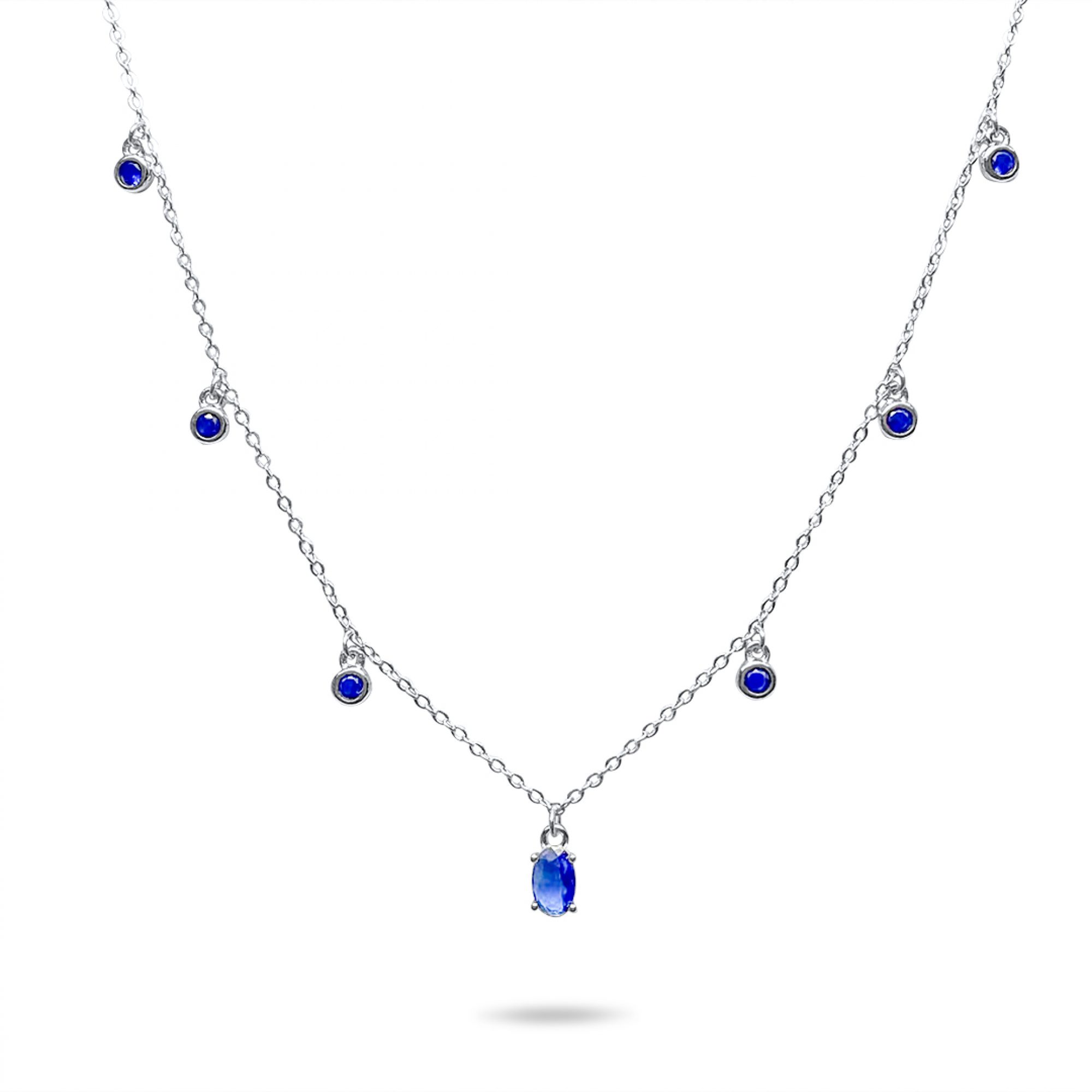 Silver necklace with sapphire stones