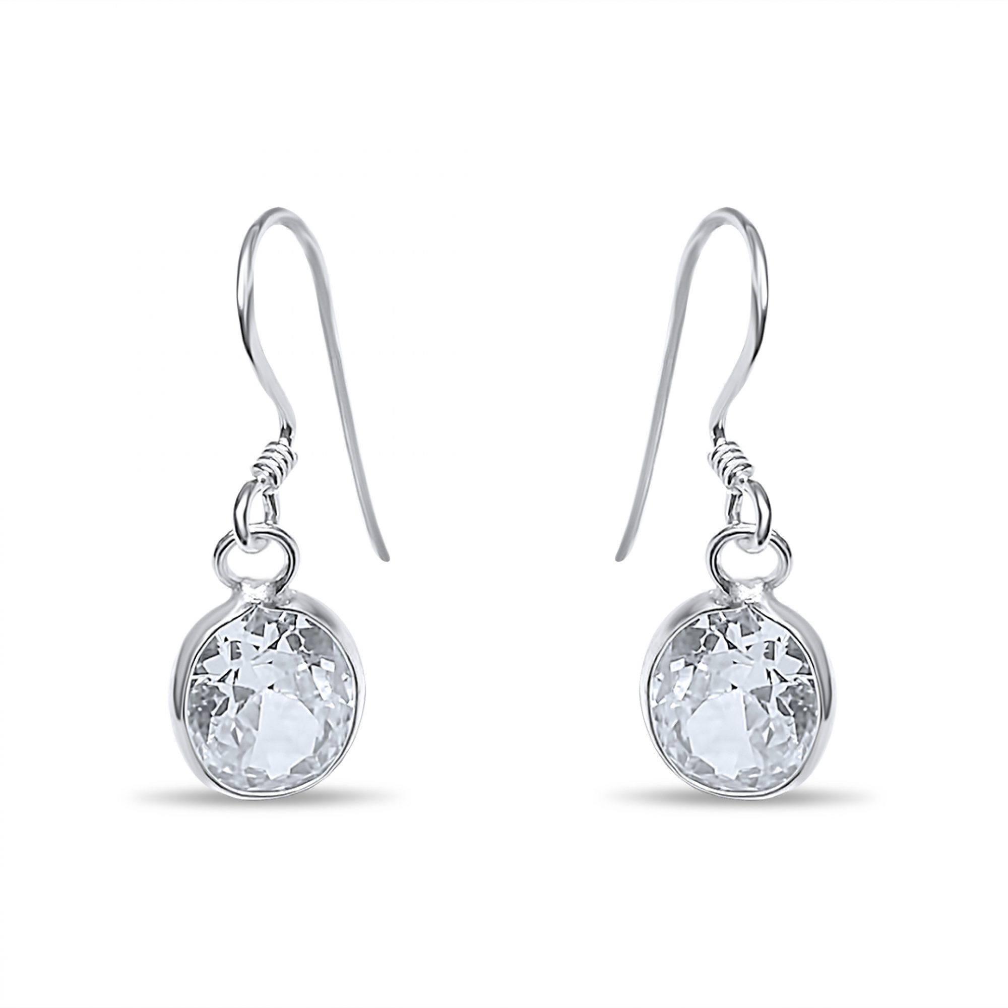 Silver dangle earrings with zircon stone