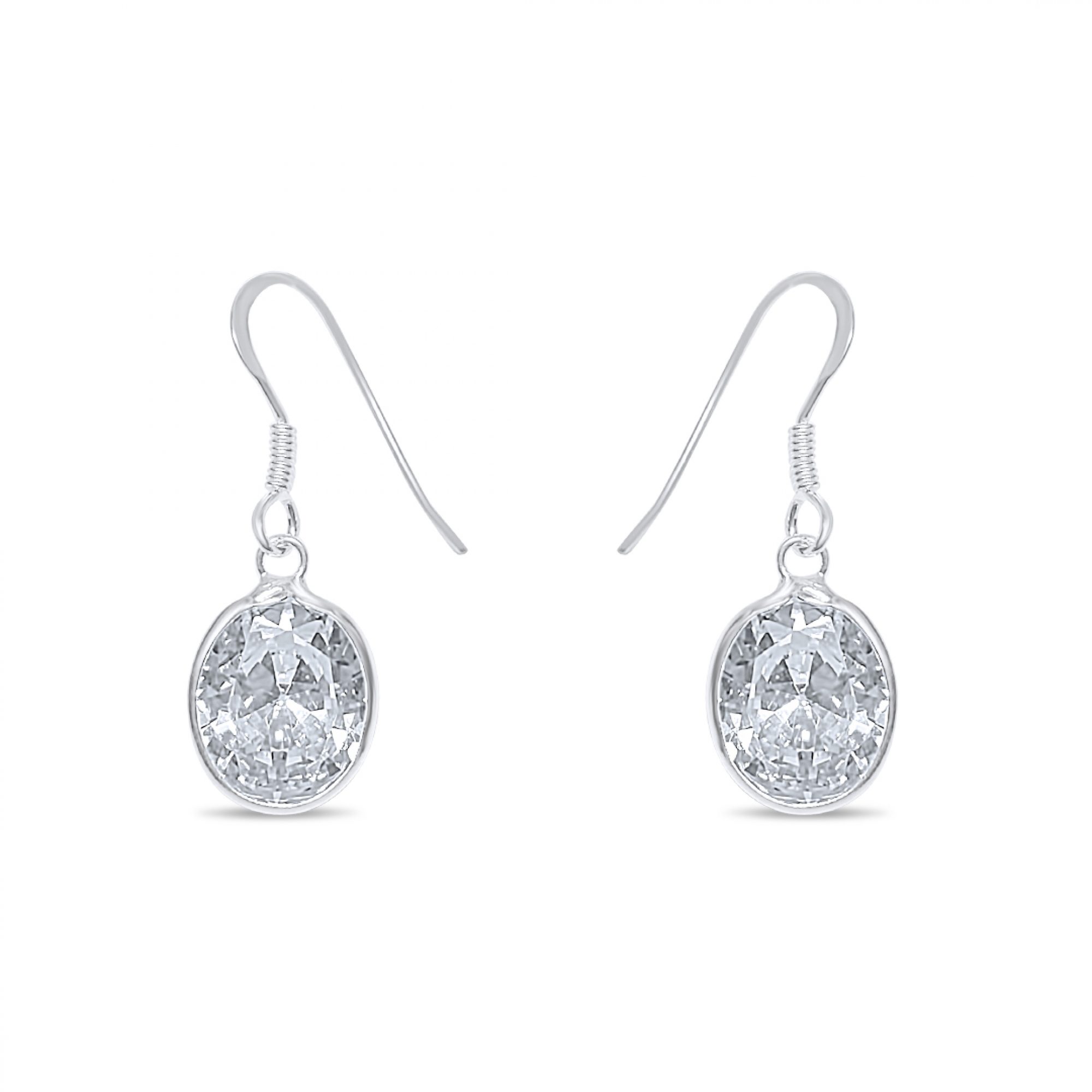 Silver dangle earrings with zircon stone