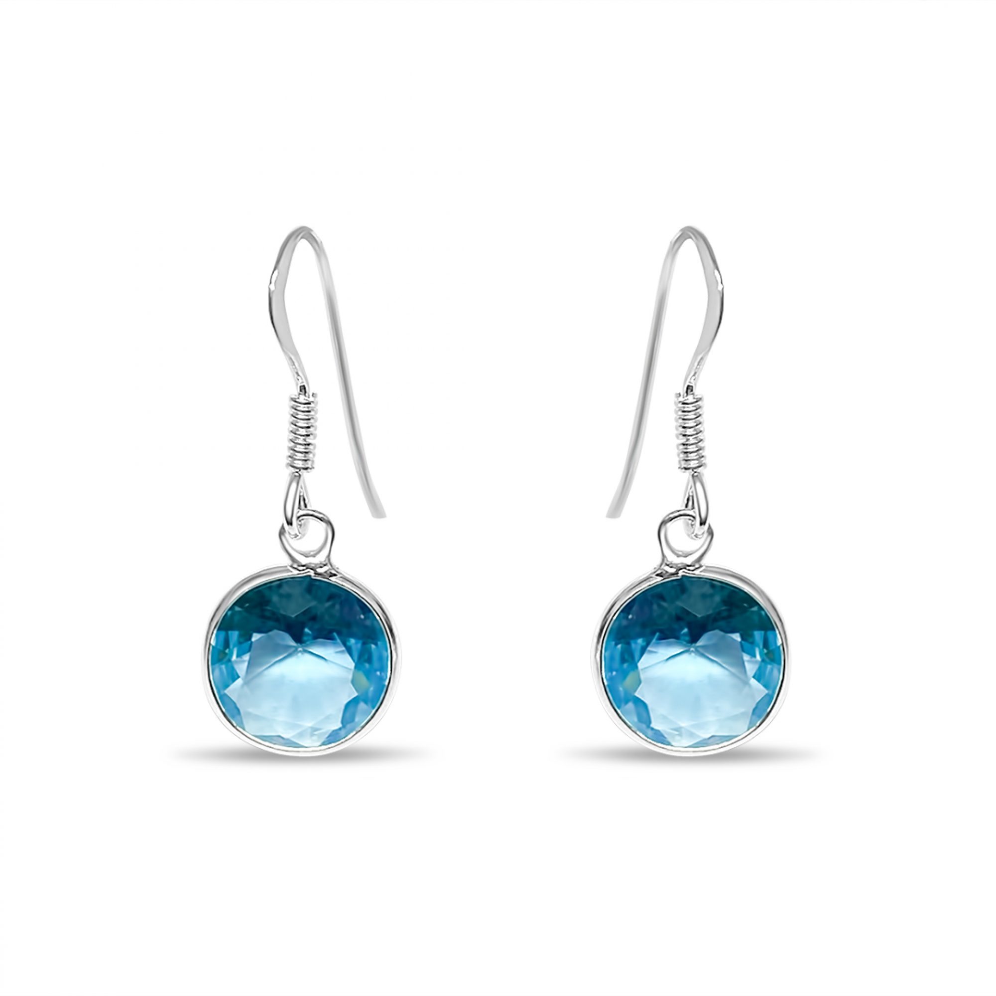 Silver dangle earrings with aquamarine stone