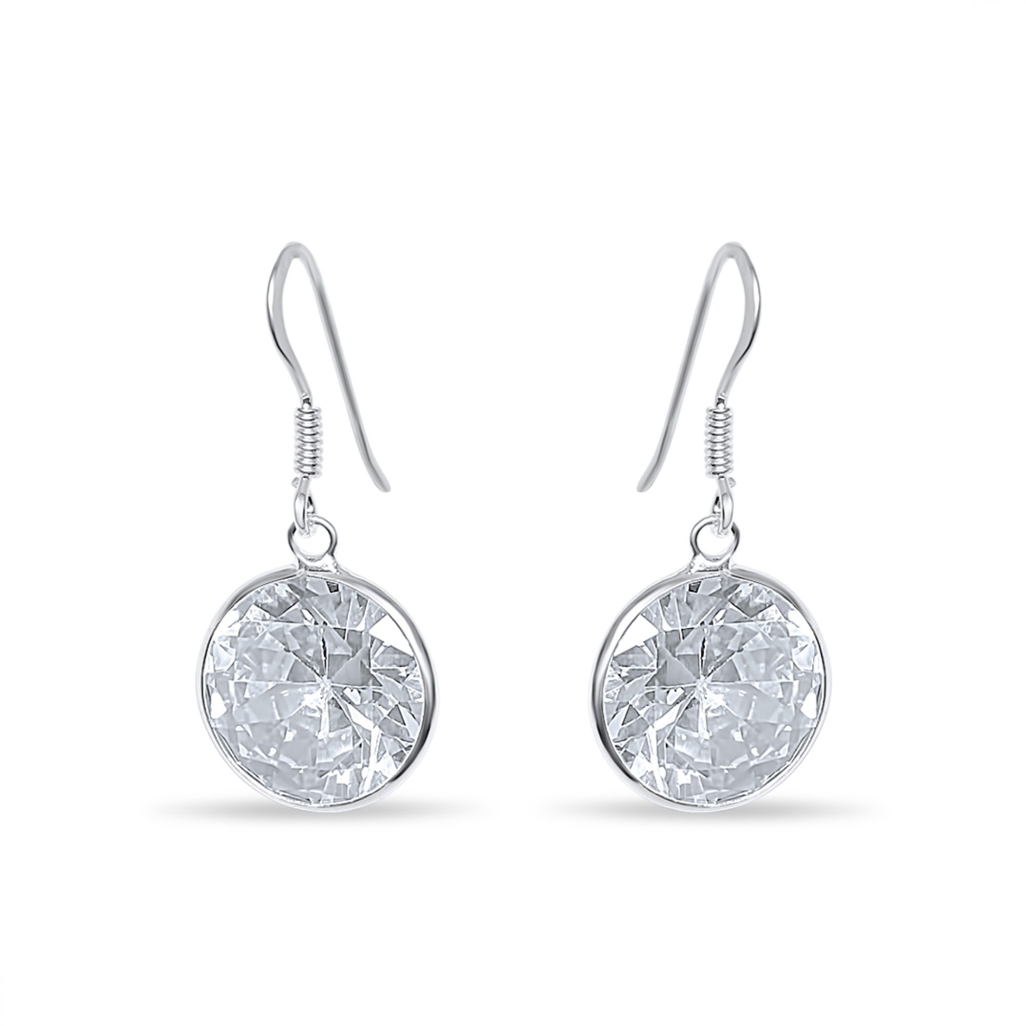 Silver dangle earrings with zircon stone