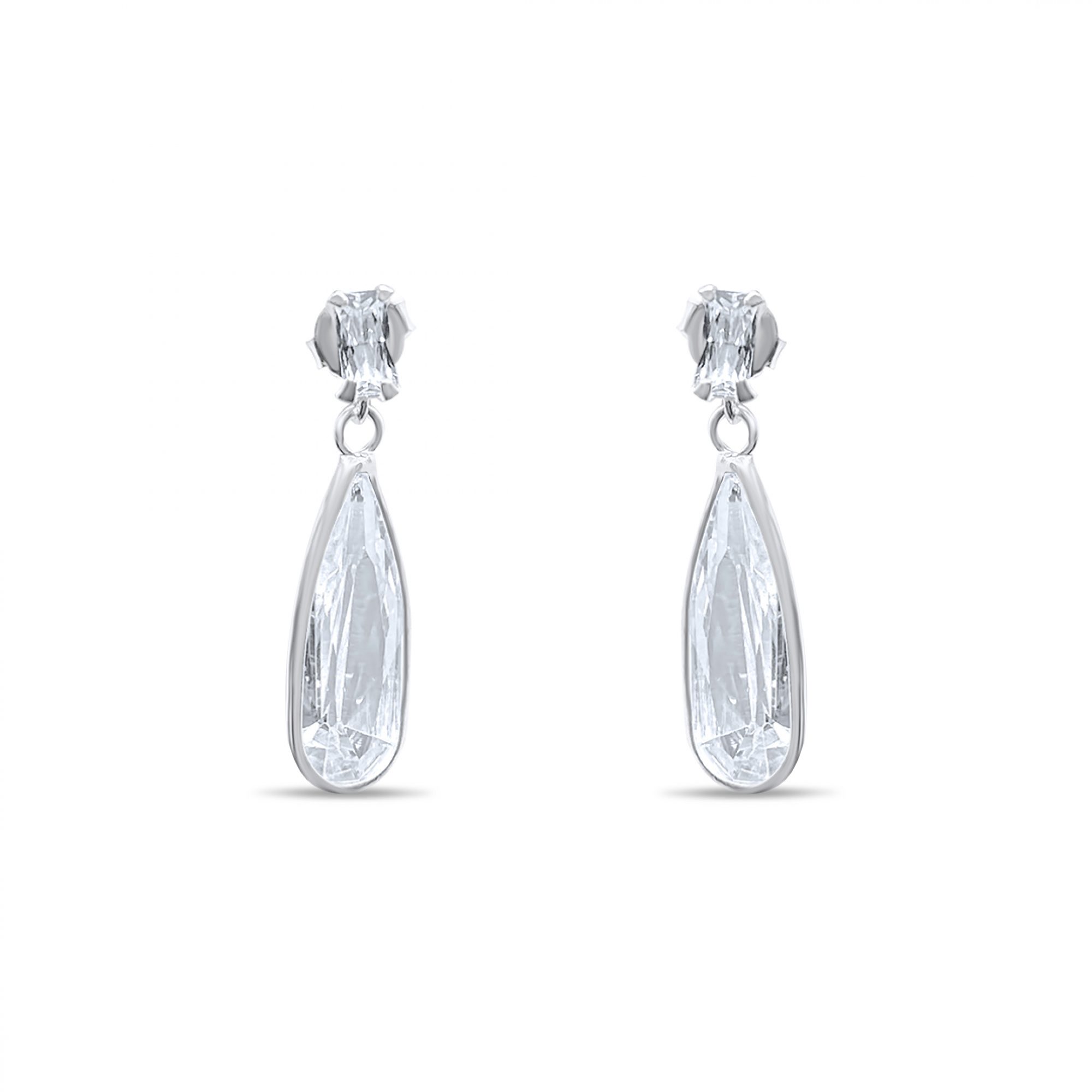 Silver earrings with zircon stones