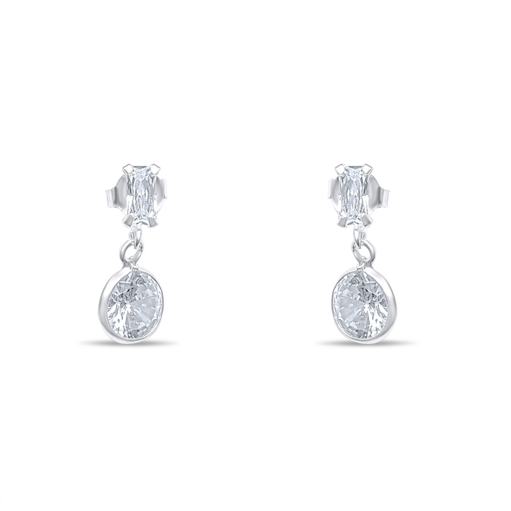 Silver earrings with zircon stones