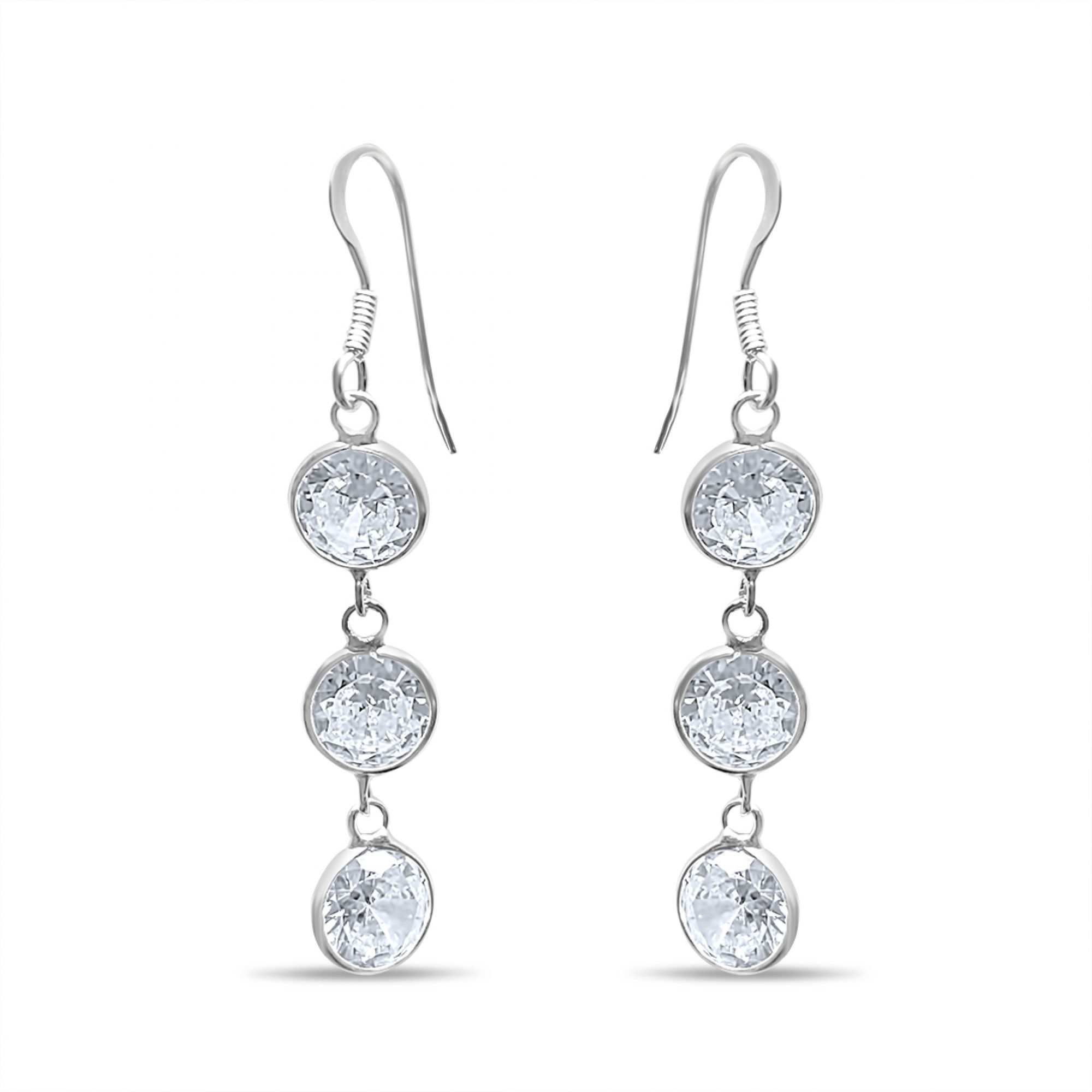 Silver earrings with zircon stones