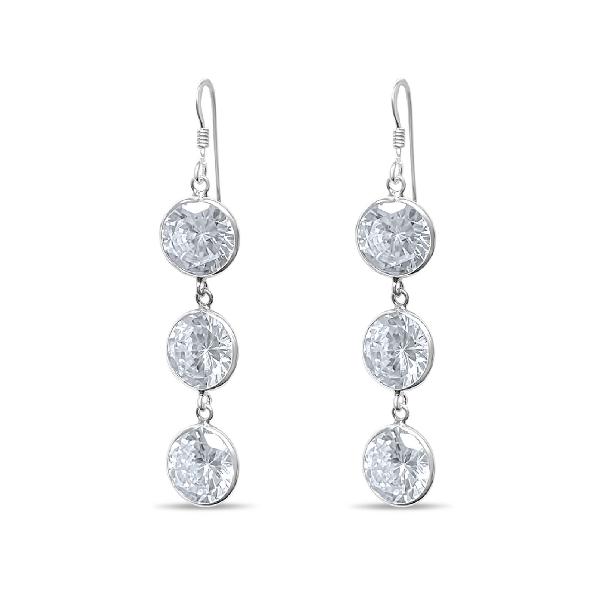 Silver earrings with zircon stones