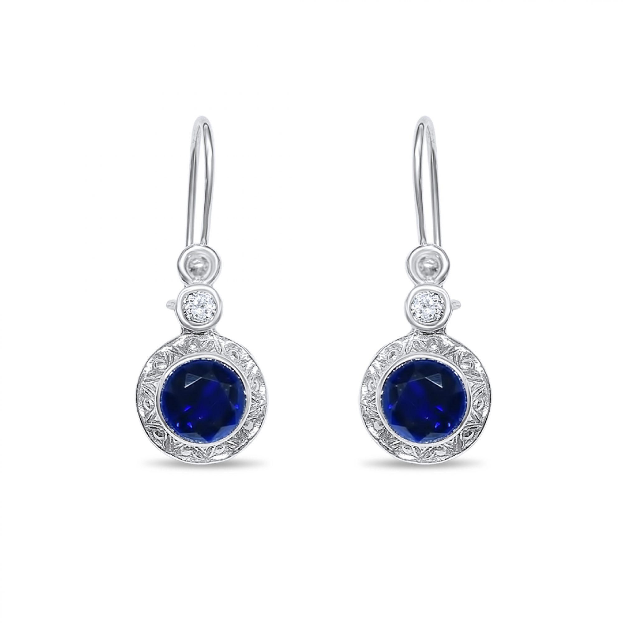 Oxidised earrings with sapphire and zircon stones