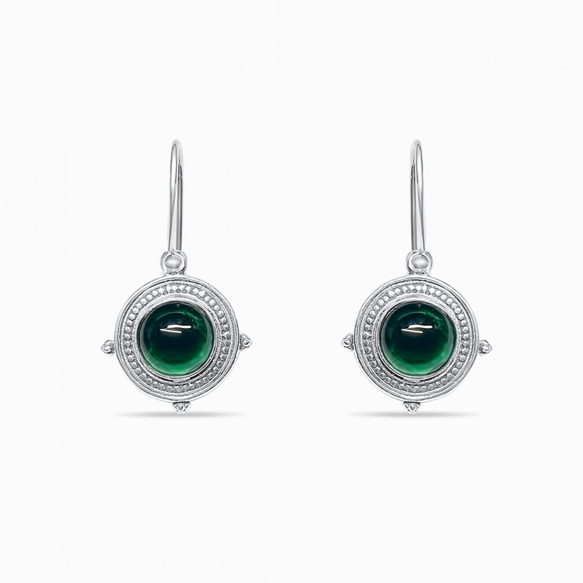 Oxidised earrings with emerald stones