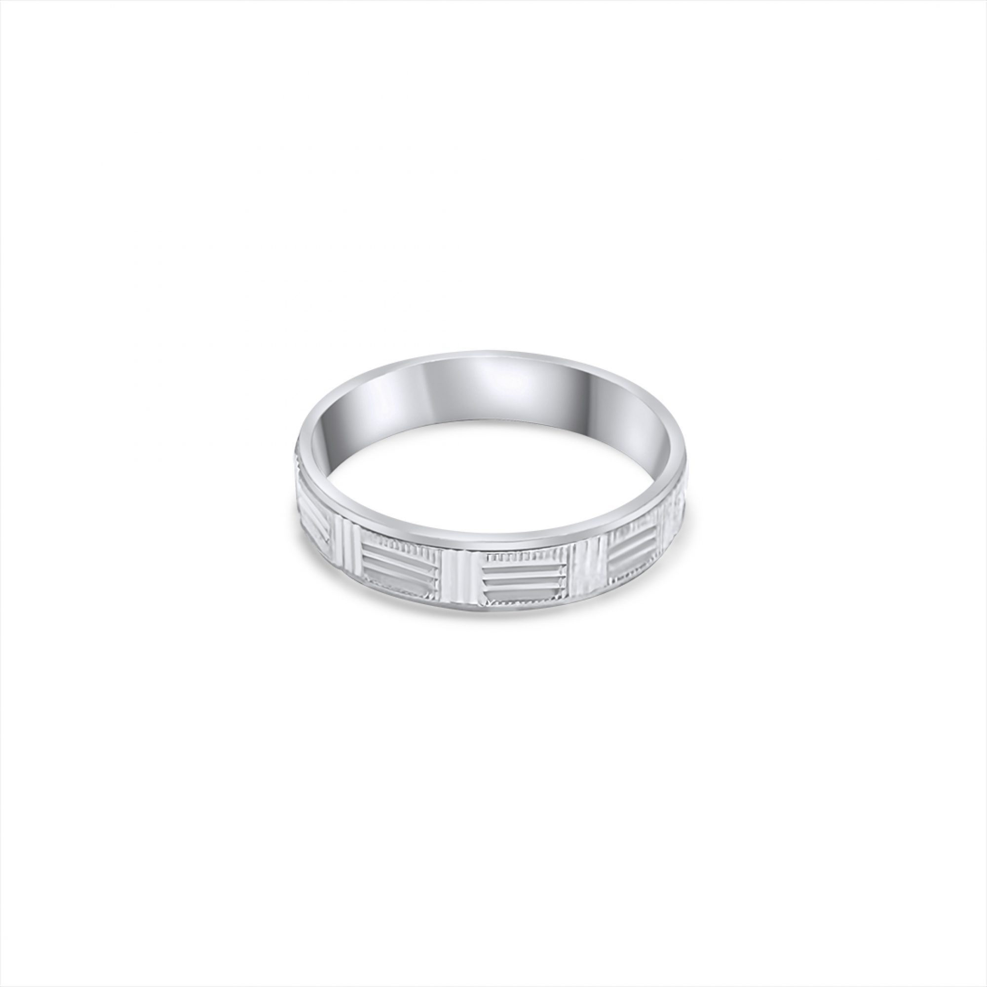 Engraved silver band ring 4.5mm