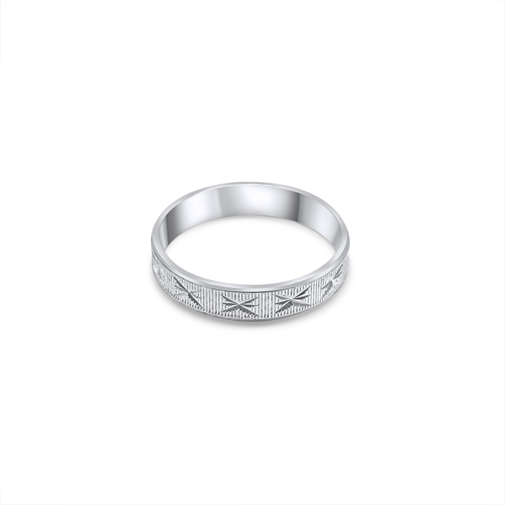 Engraved silver band ring 4.5mm