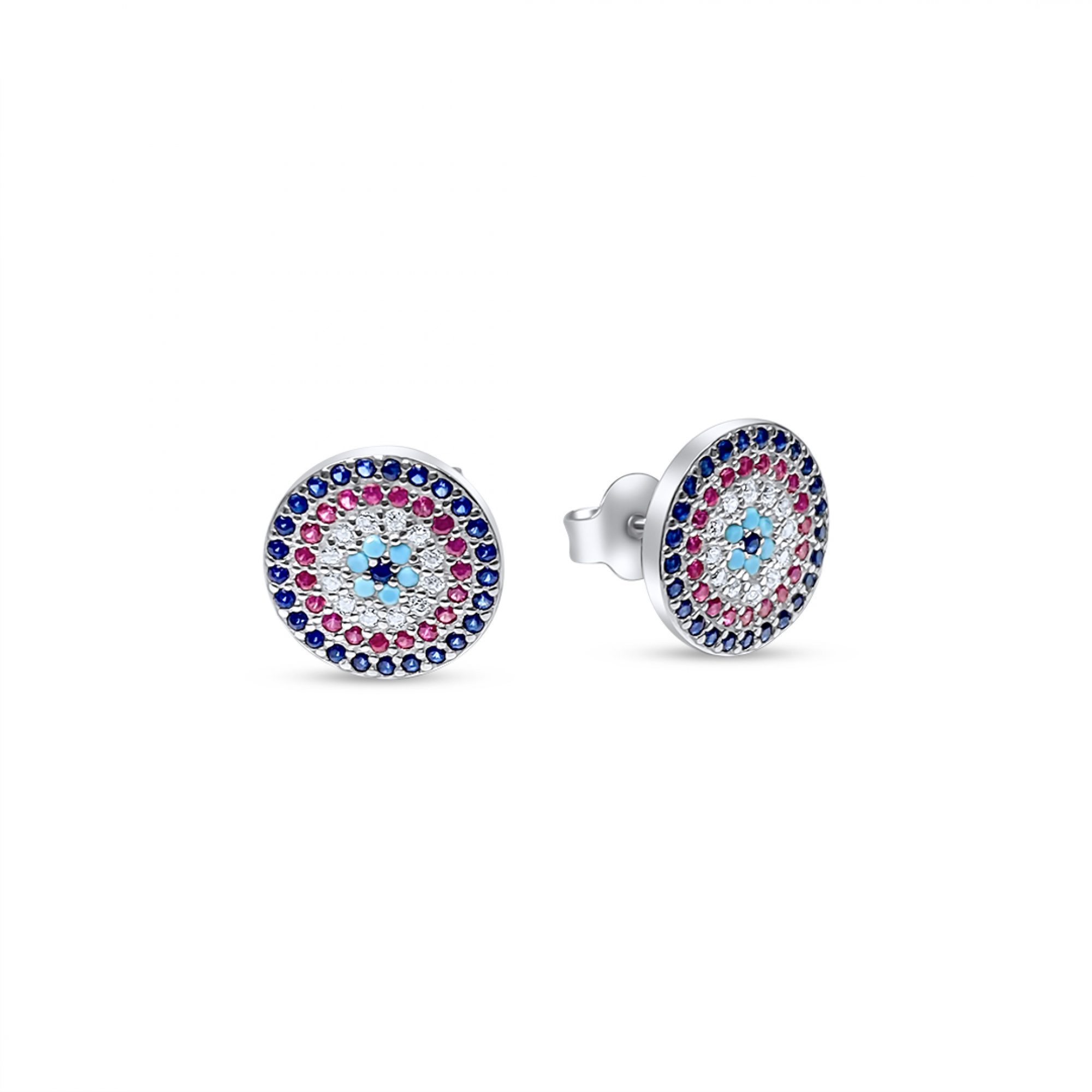 Eye stud earrings with zircon stones