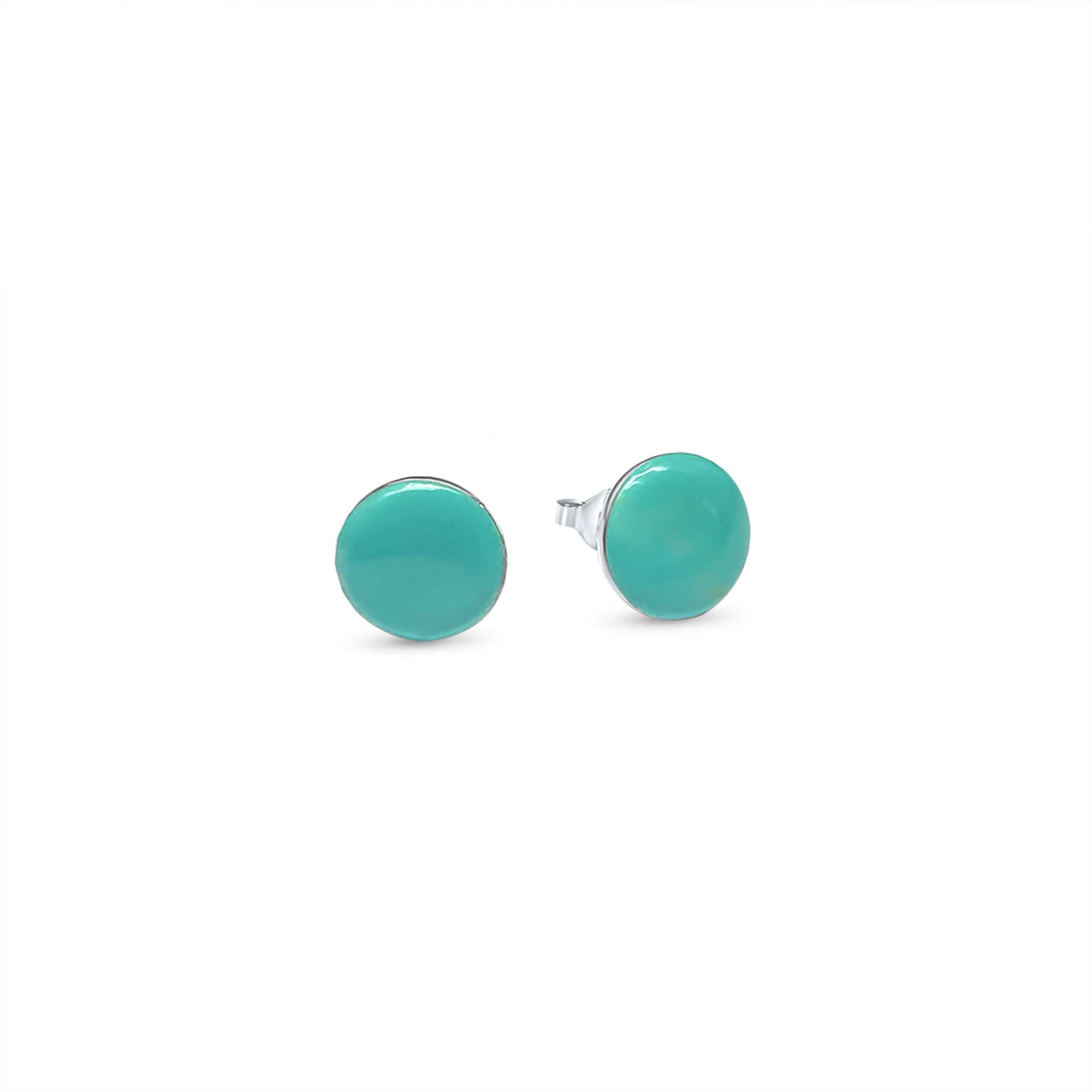 Silver stud earrings with turquoise stone