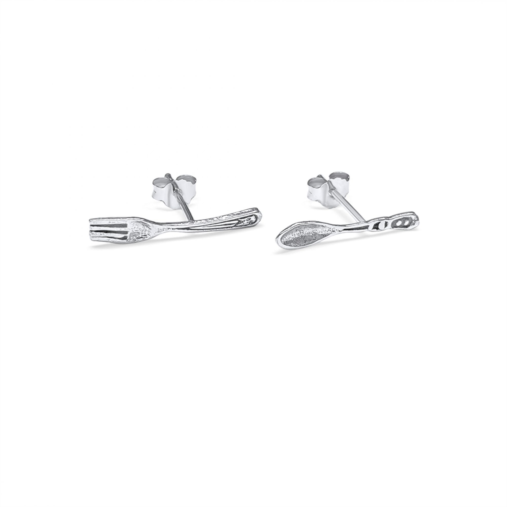 Fork and spoon stud earrings