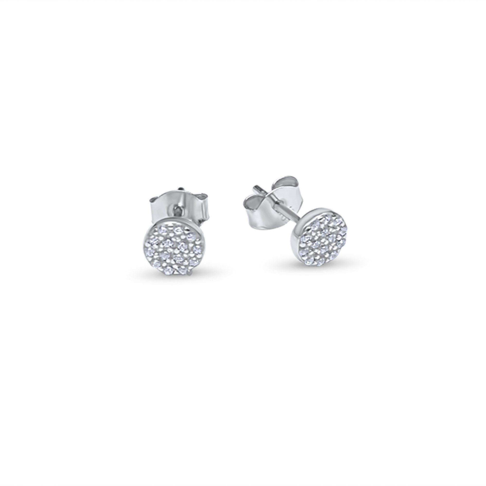 Silver stud earrings with zircon stones