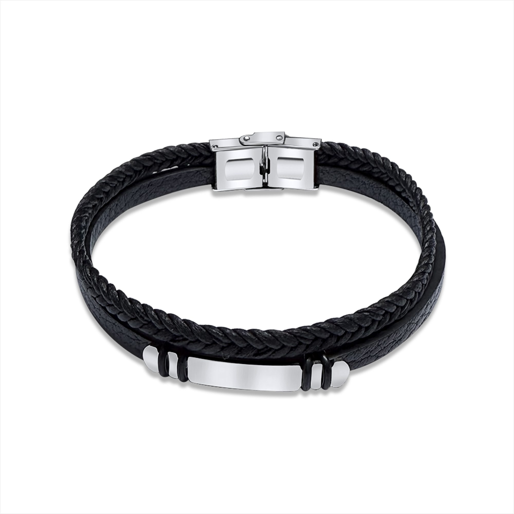 Leather-Steel bracelet