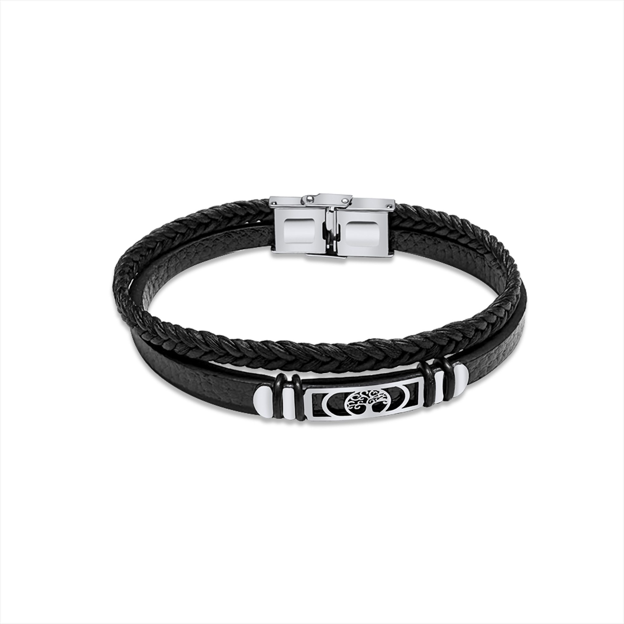 Leather-Steel bracelet