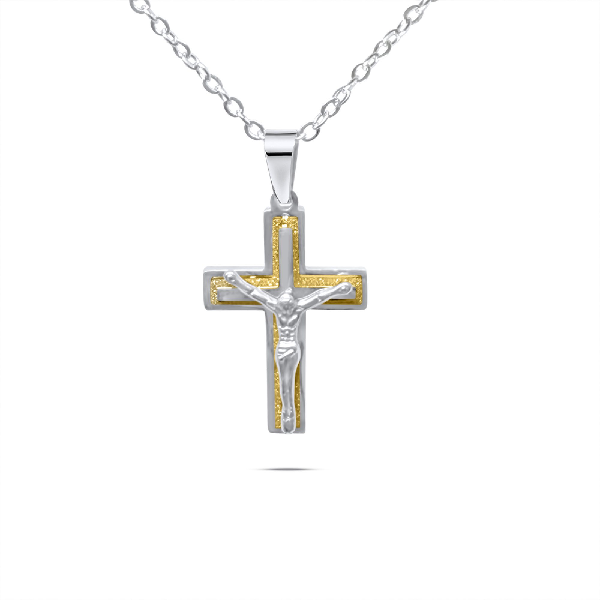 Steel crucifix necklace