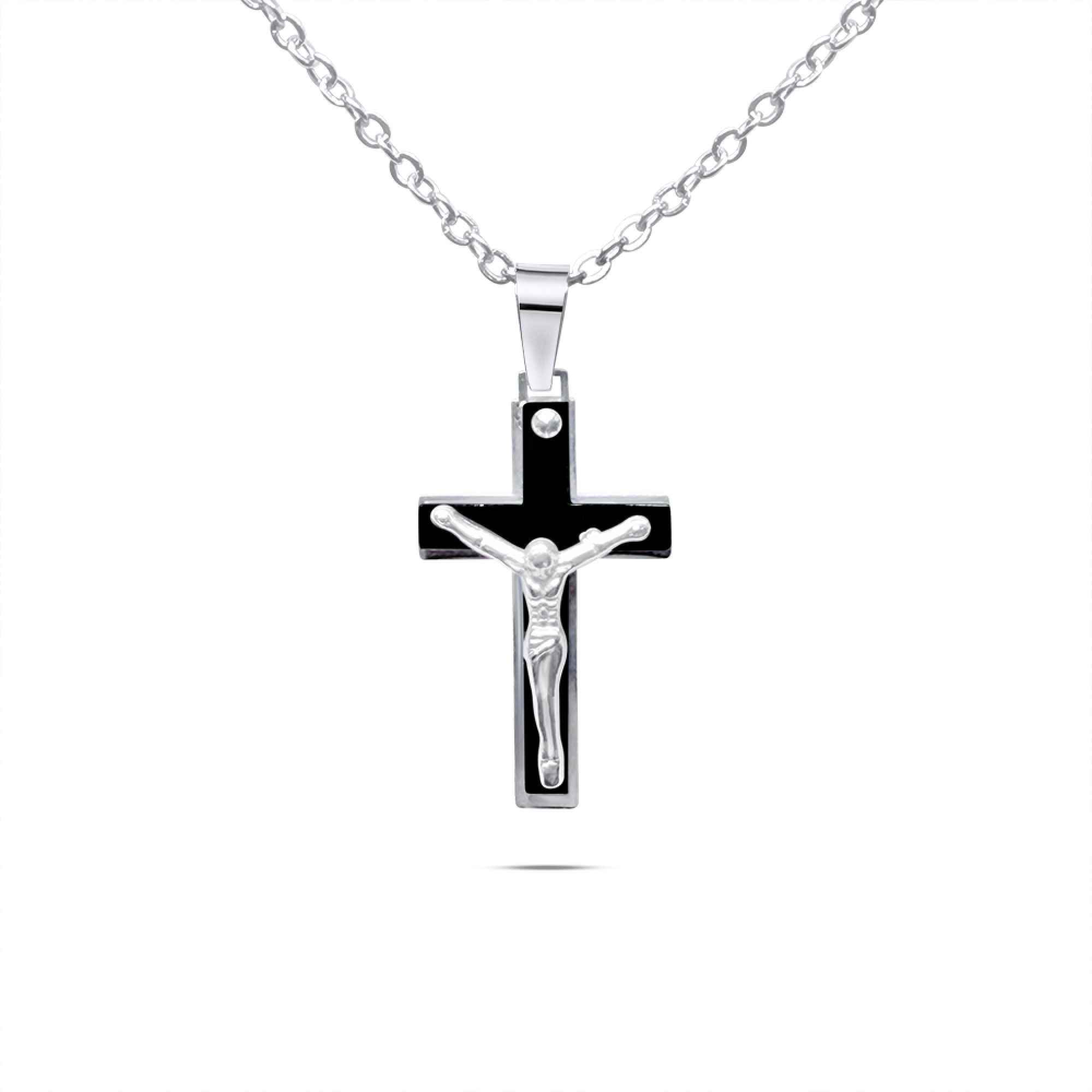 Steel crucifix necklace