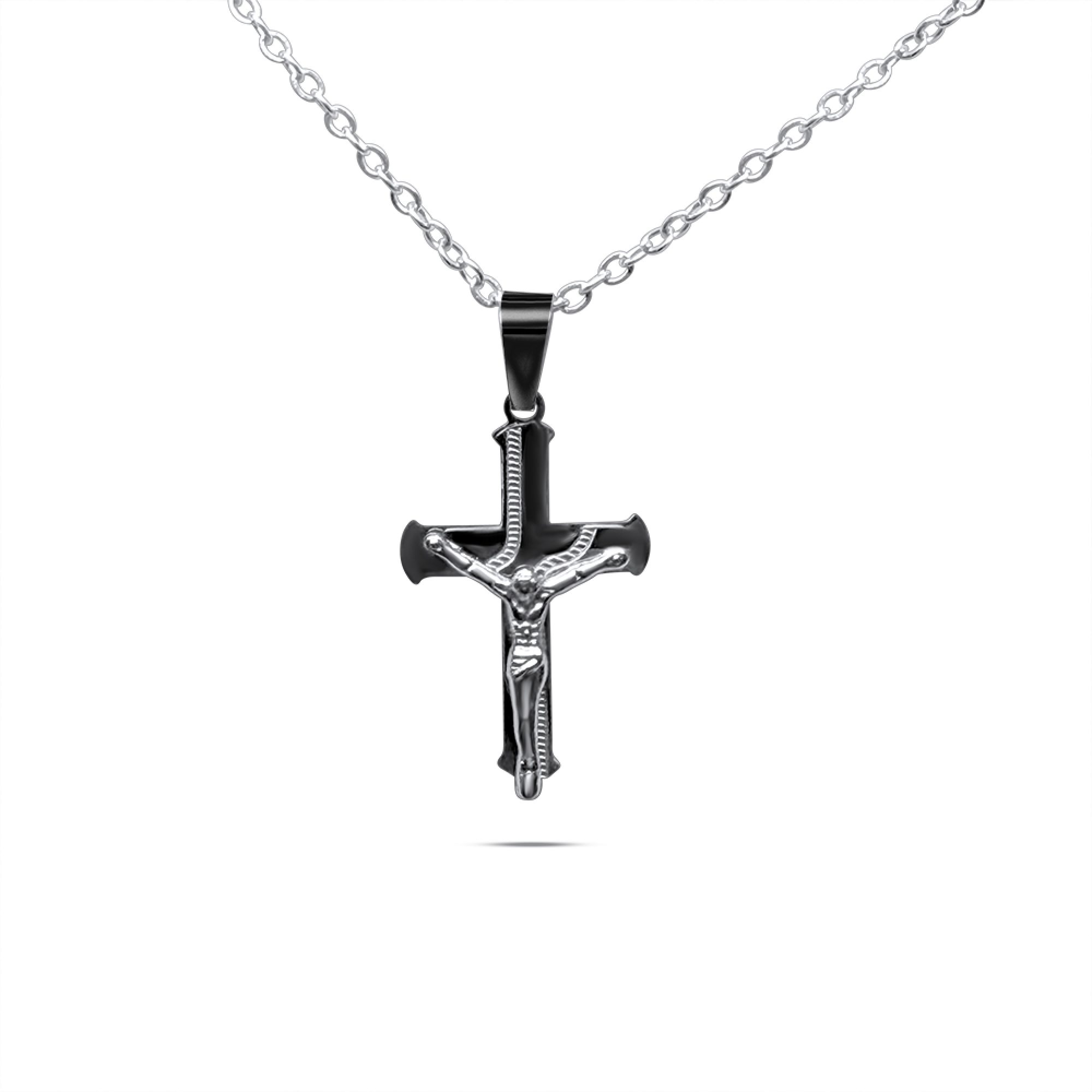 Steel crucifix necklace