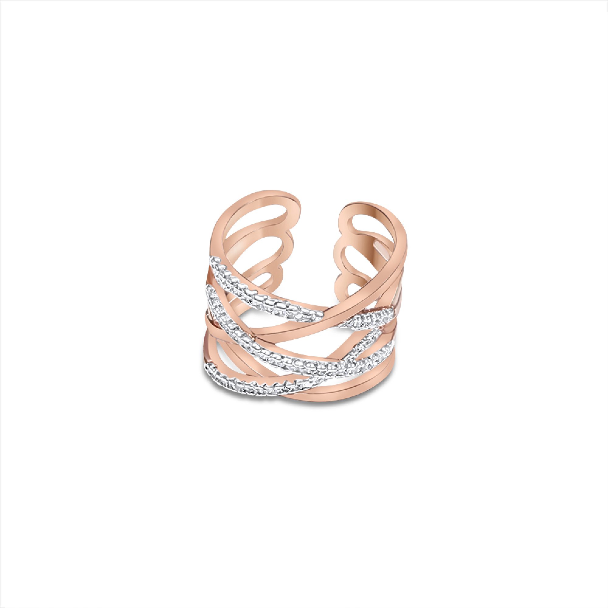 Rose gold plated steel ring