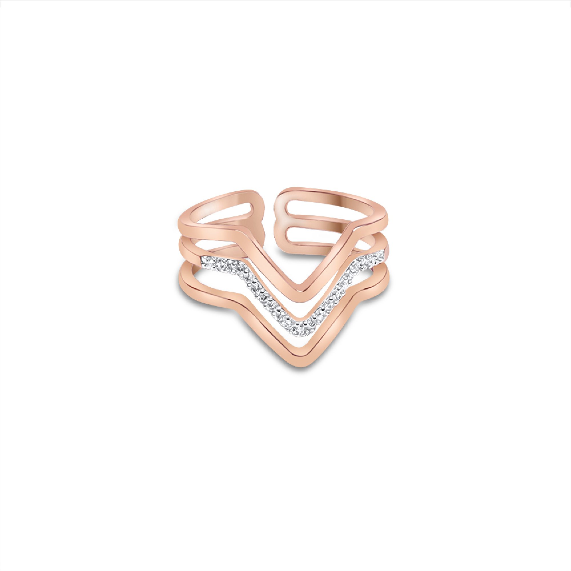 Rose gold plated steel ring